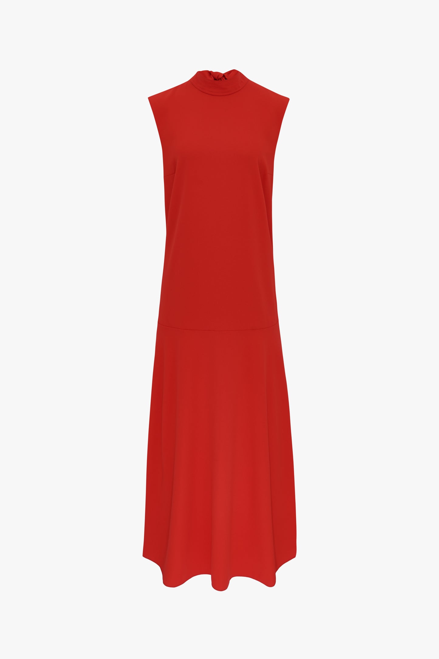 Tie-Neck Dress in Flame Red