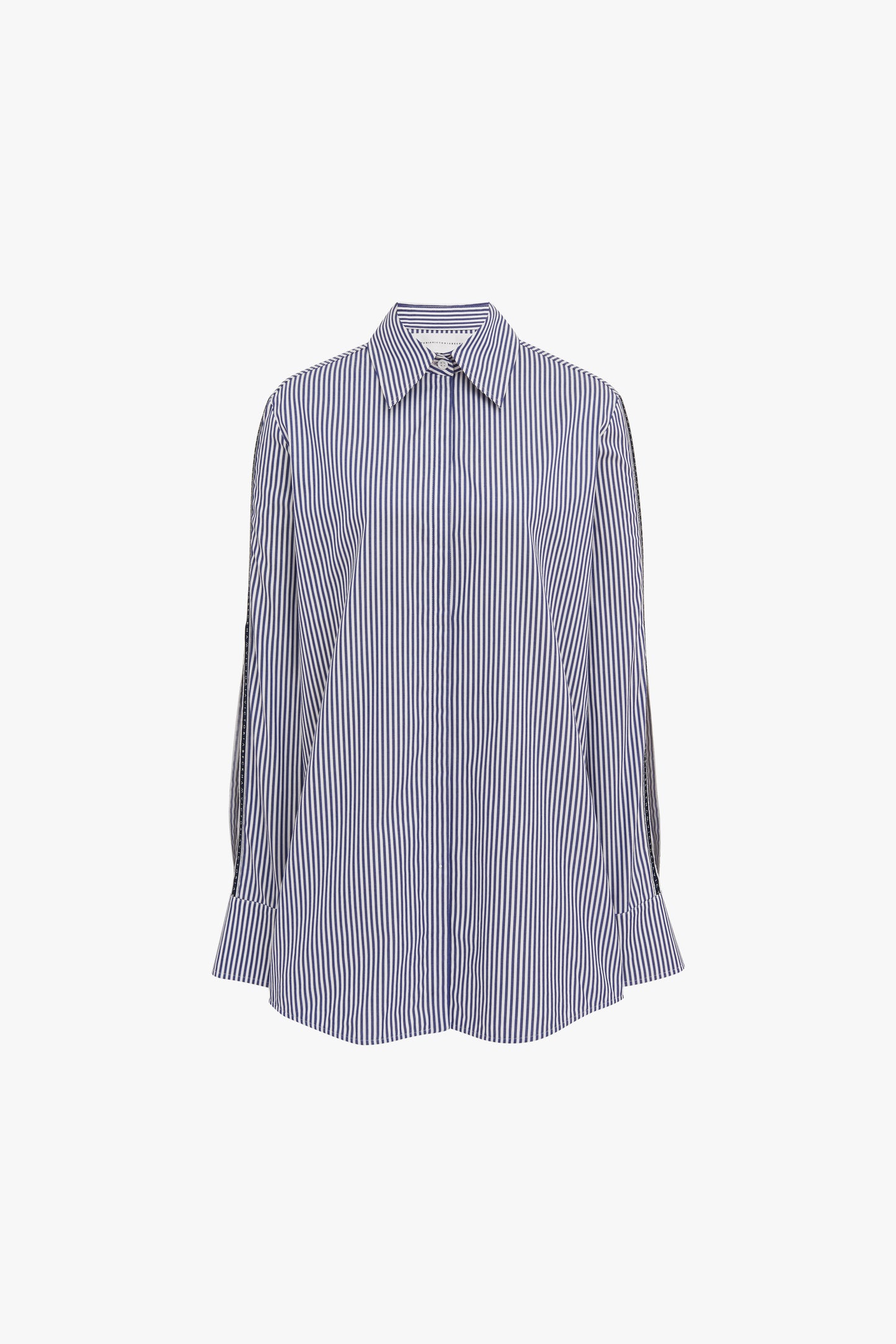 Split Sleeve Logo Shirt in Blue Stripe