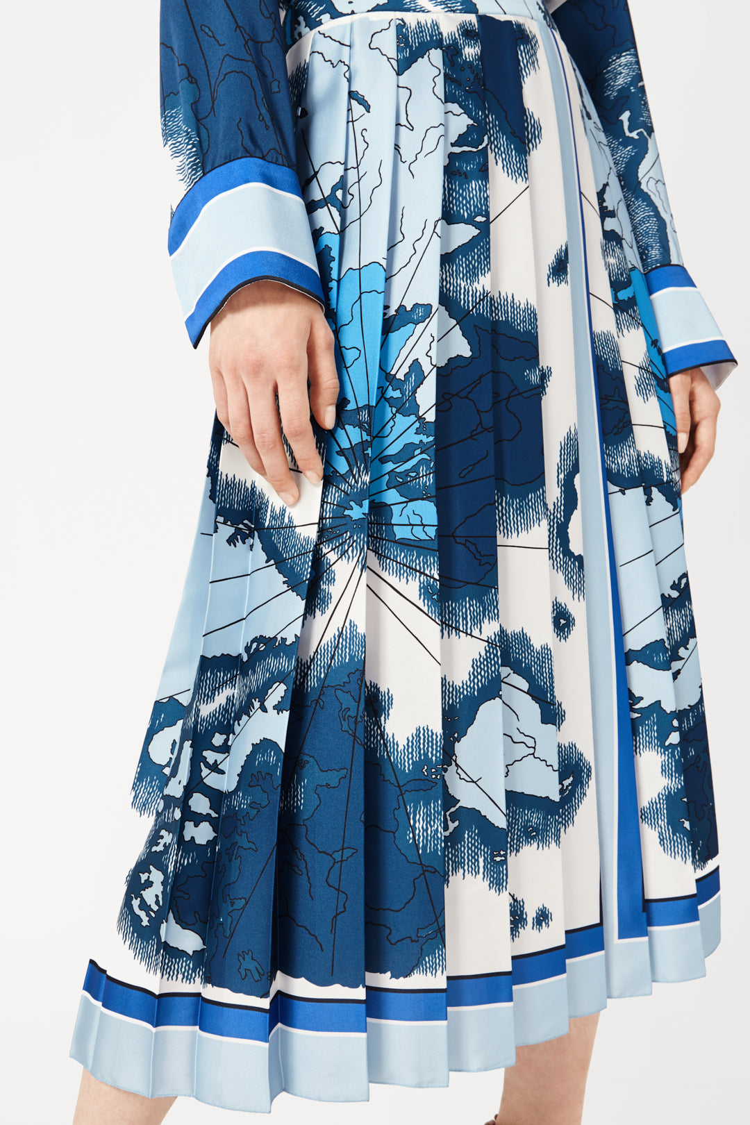 Pleated Skirt In Map Print