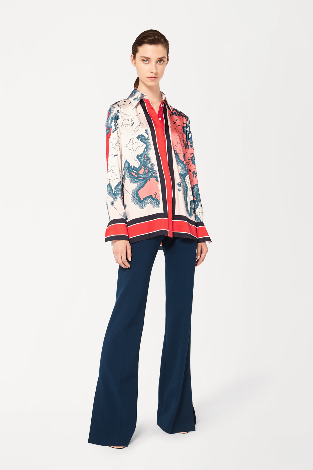 Split Hem Victoria Trousers in Petrol Blue