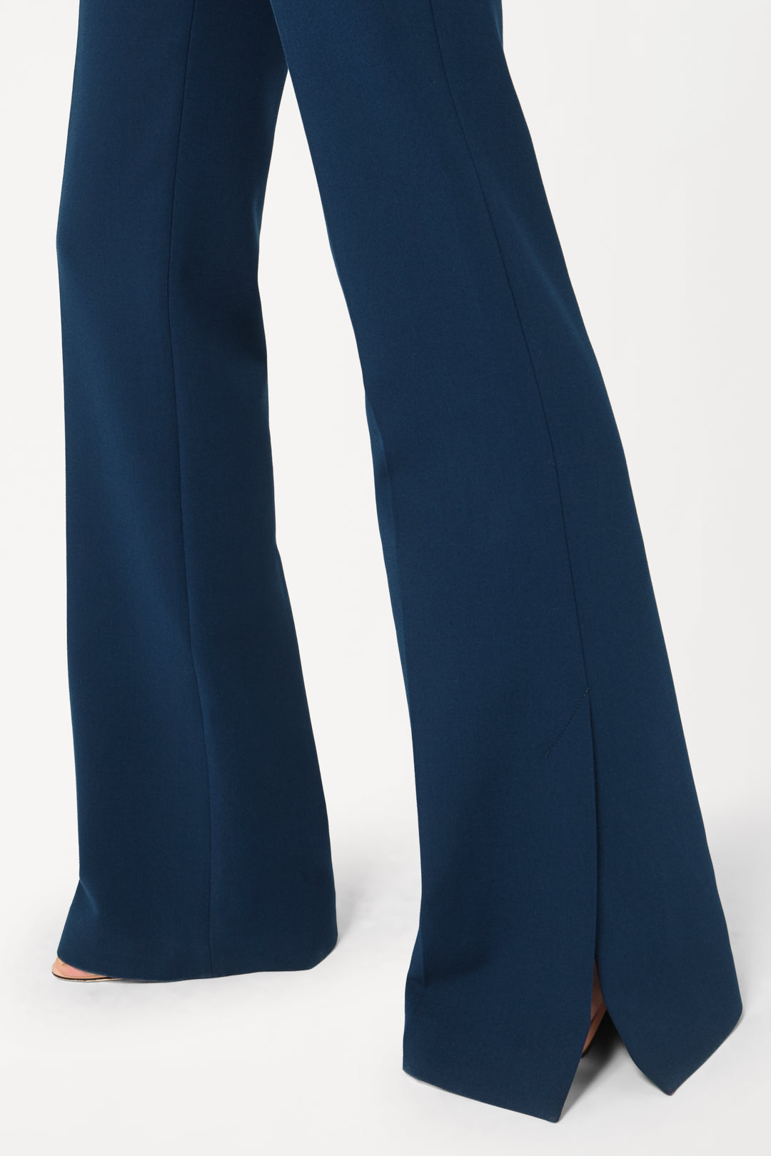 Split Hem Victoria Trousers in Petrol Blue