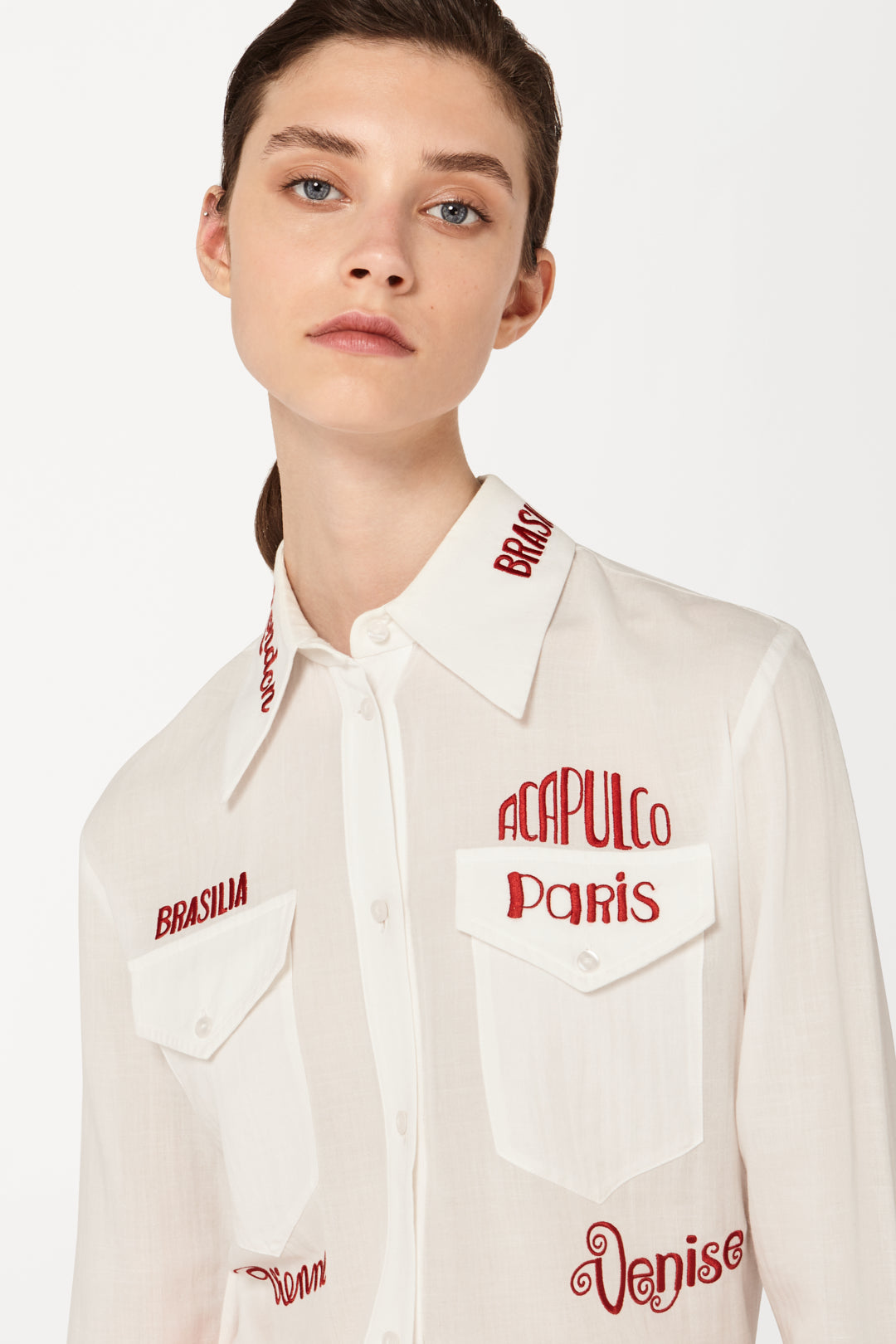 City Embroidered Shirt in White
