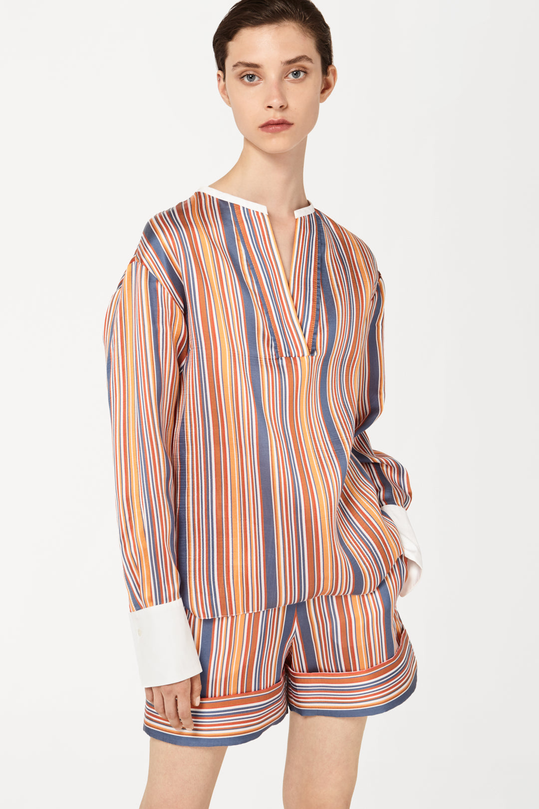 Popover Shirt in Multi Stripe