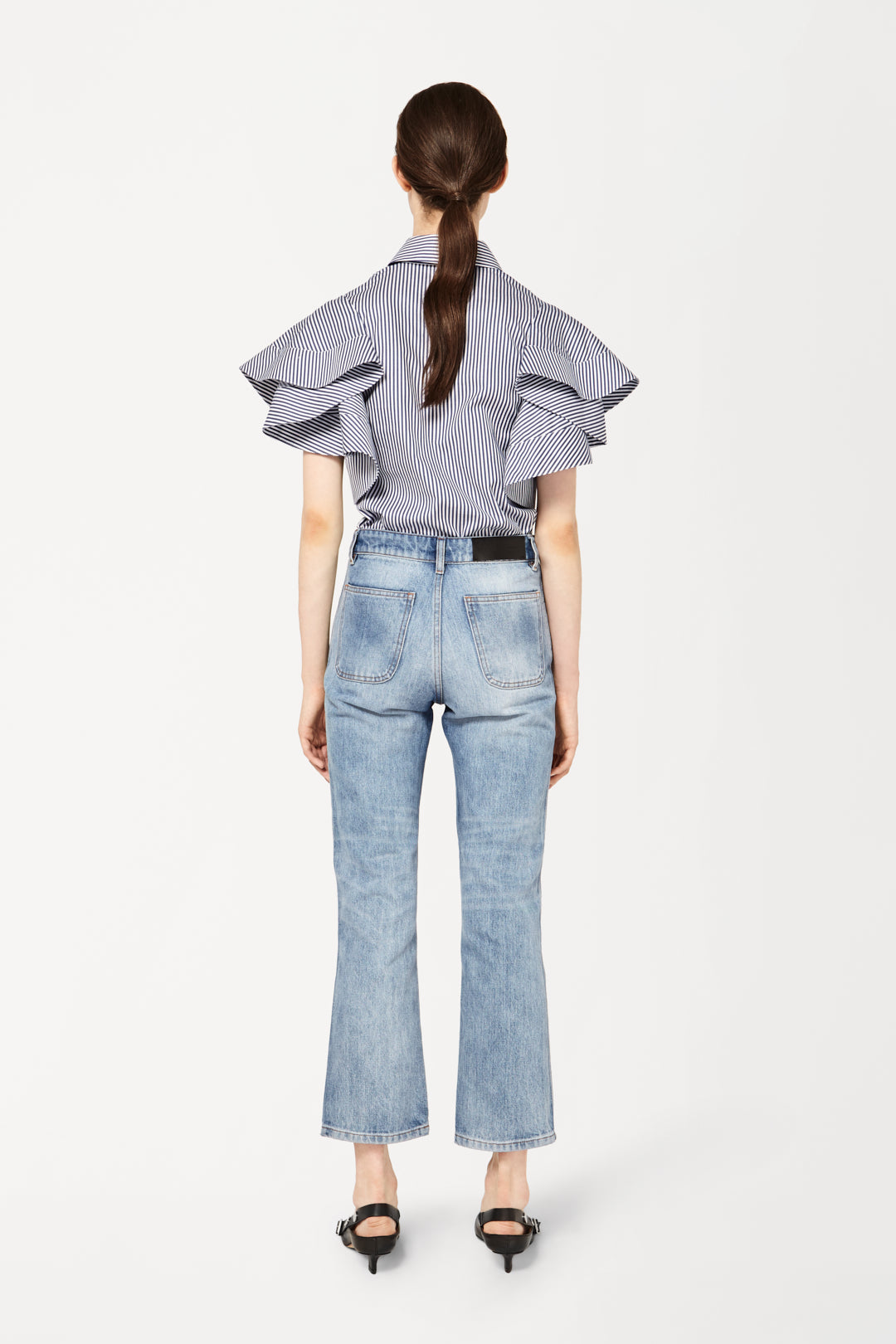 Ruffle Sleeve Shirt in Bengal Stripe