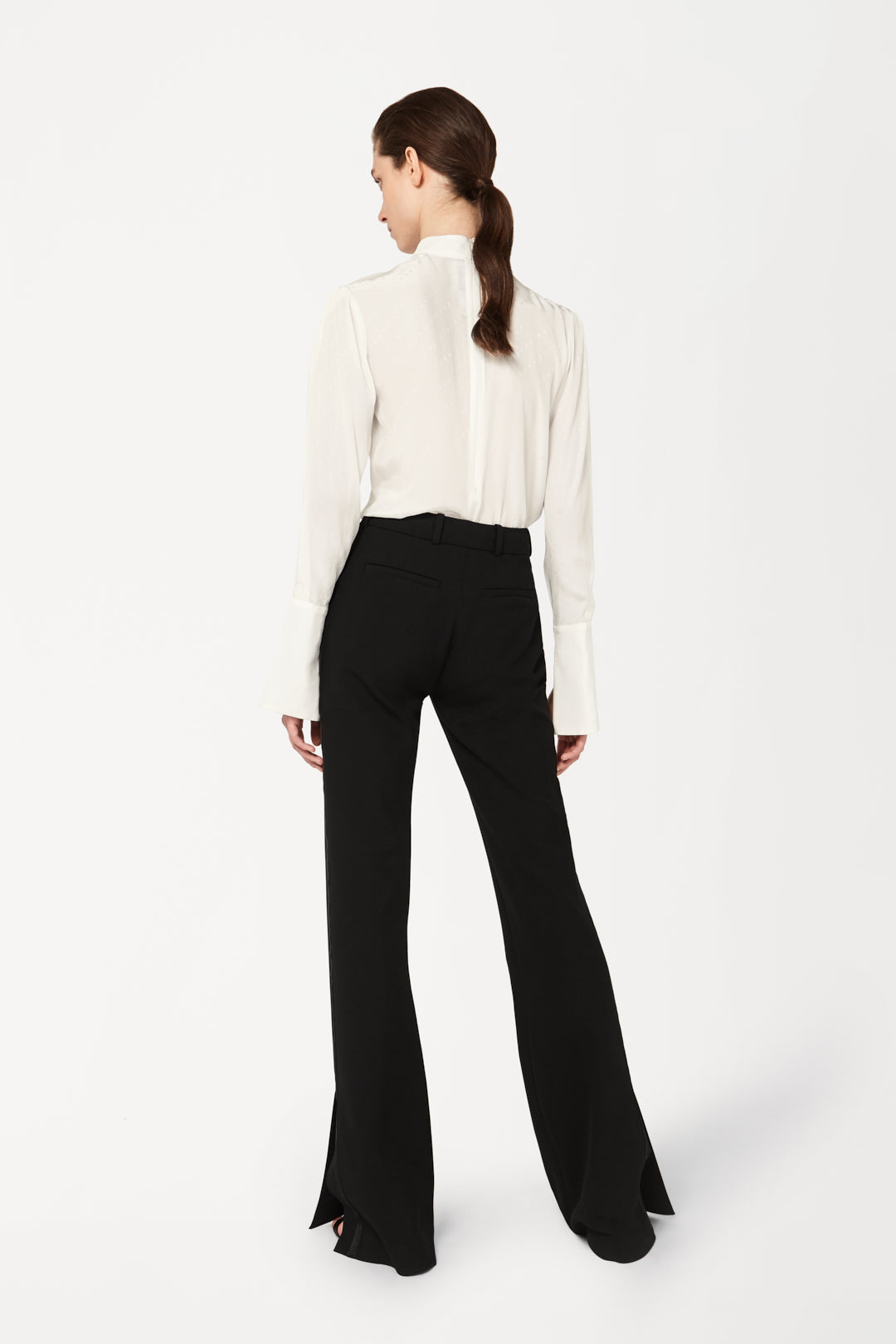 Scarf-Neck Logo Top in White