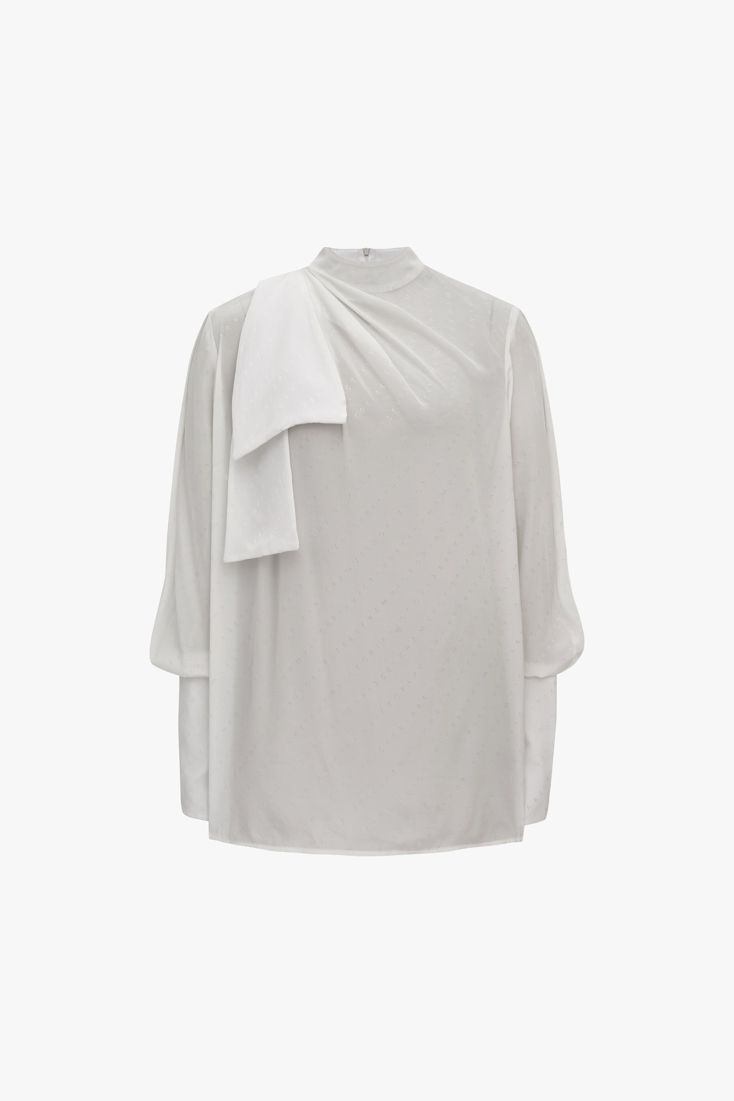 Scarf-Neck Logo Top in White