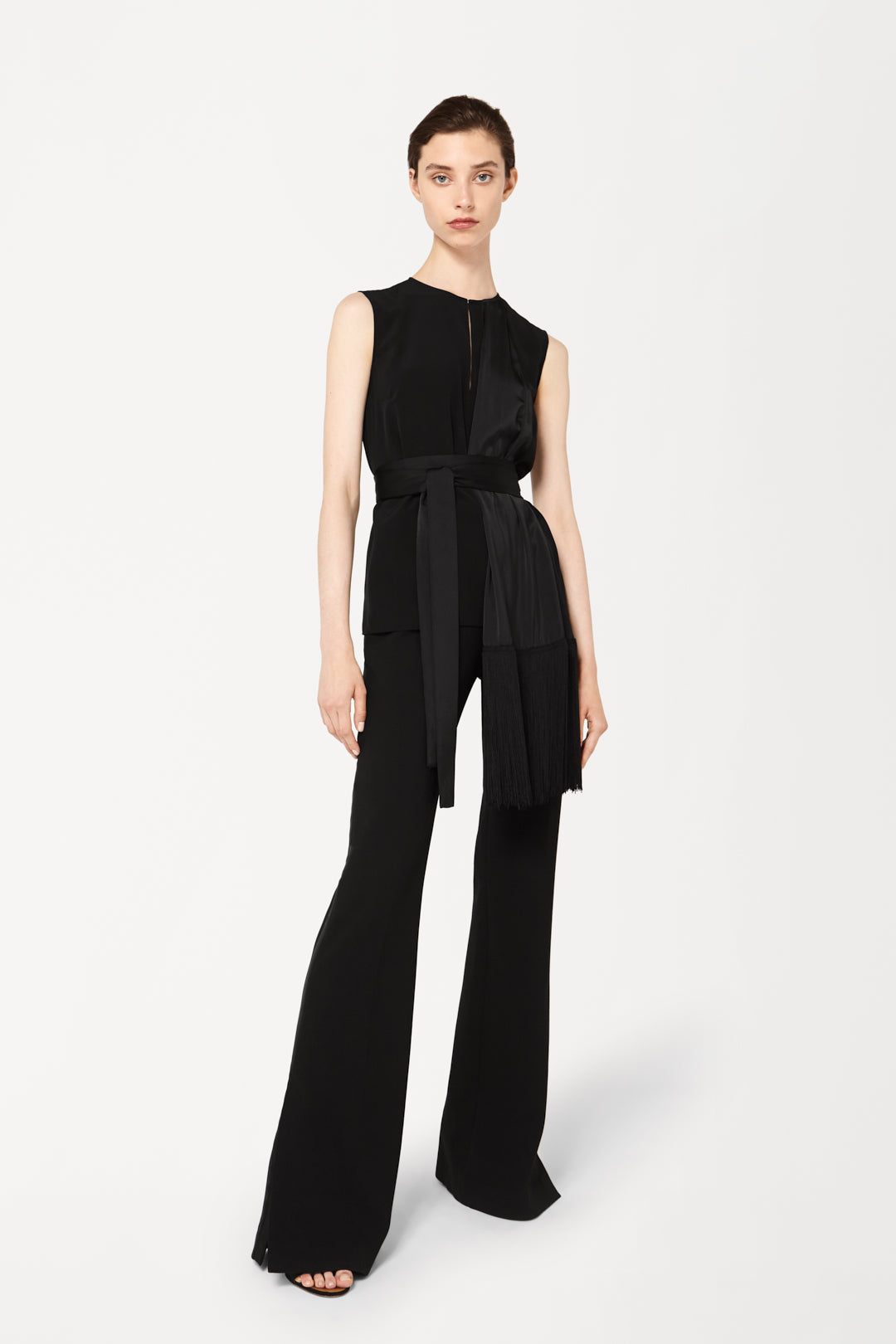 Fringed Scarf Top in Black