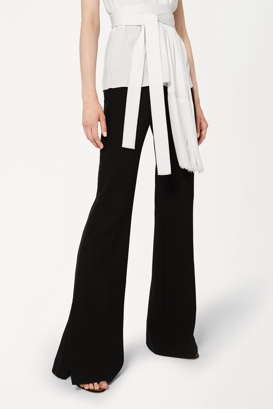 Split Hem Tuxedo Victoria Trousers in Black