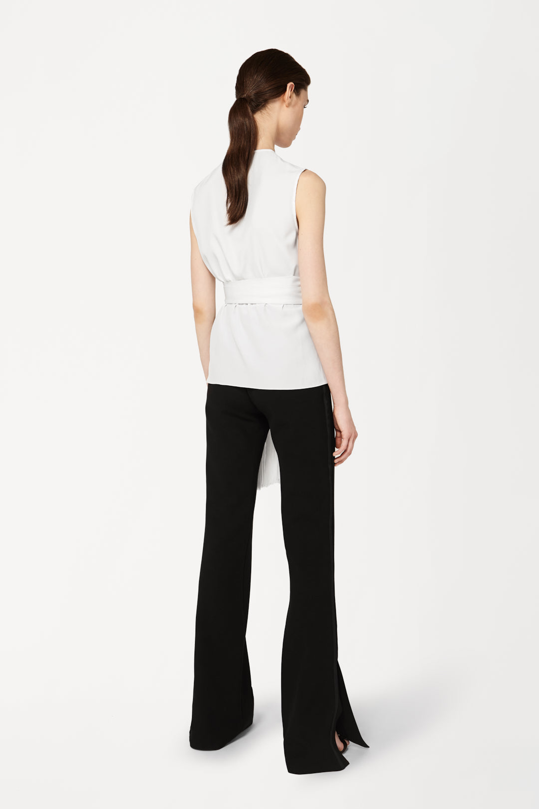 Split Hem Tuxedo Victoria Trousers in Black