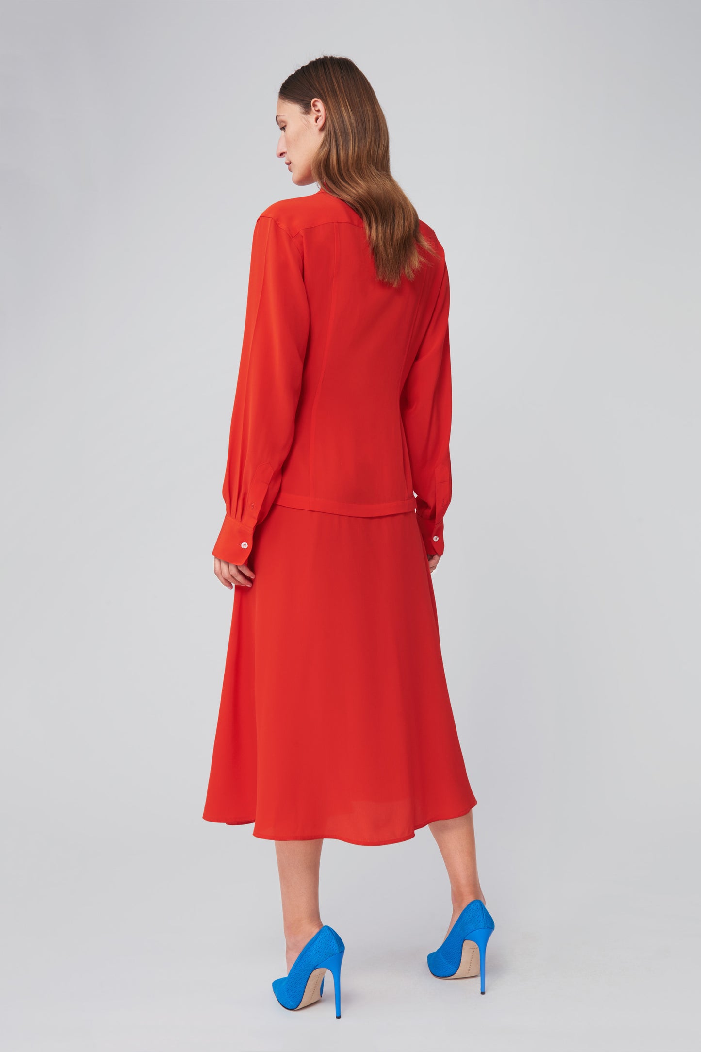 Tie Waist Shirt Dress in Candy Red