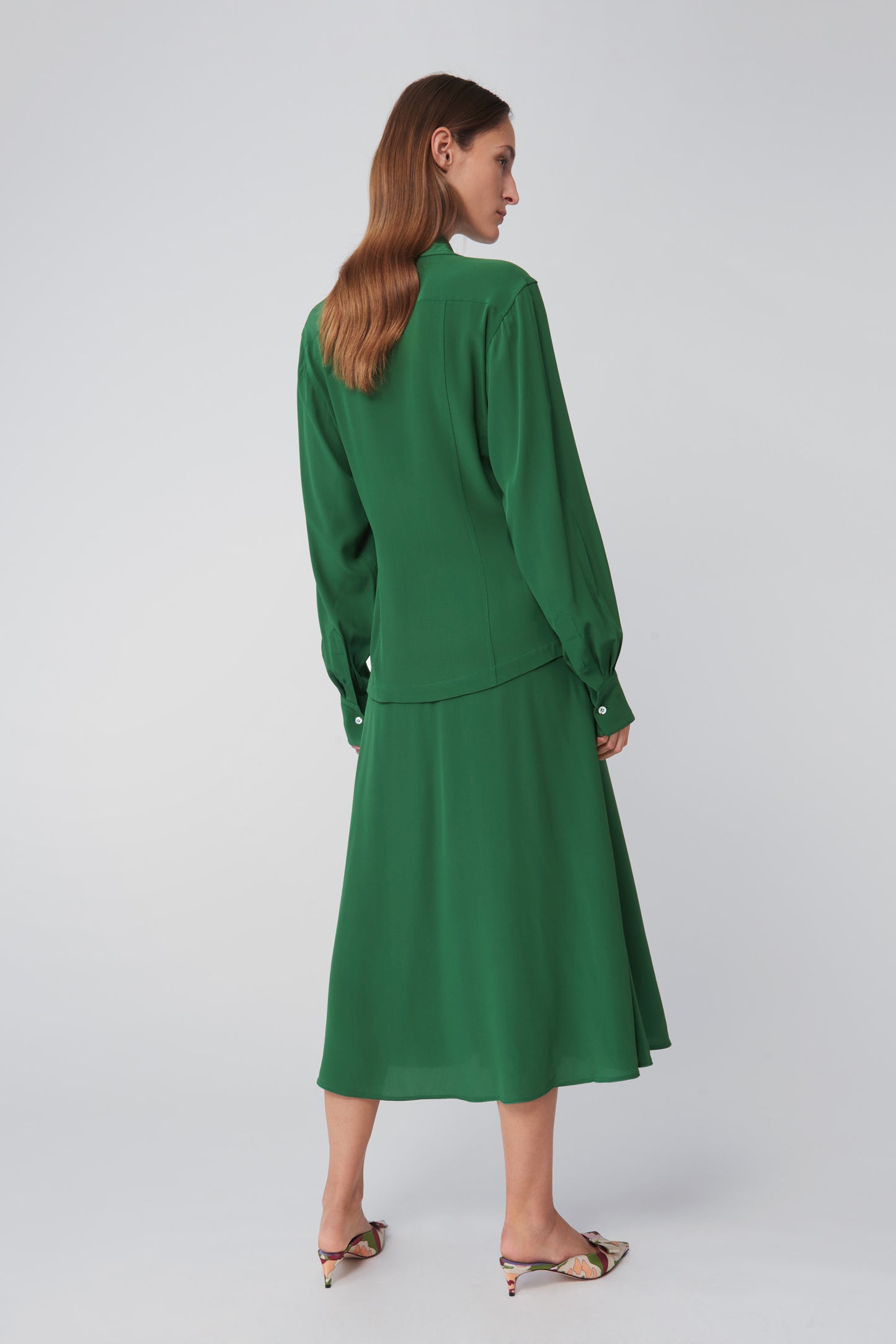 Tie Waist Shirt Dress in Emerald