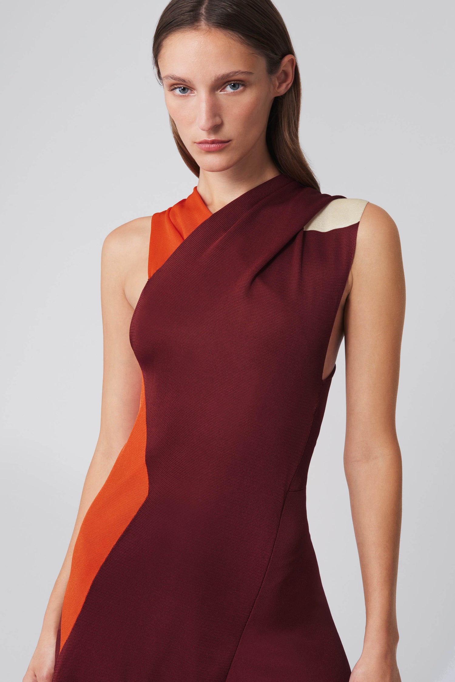Draped Knit Midi Dress in Multicolour