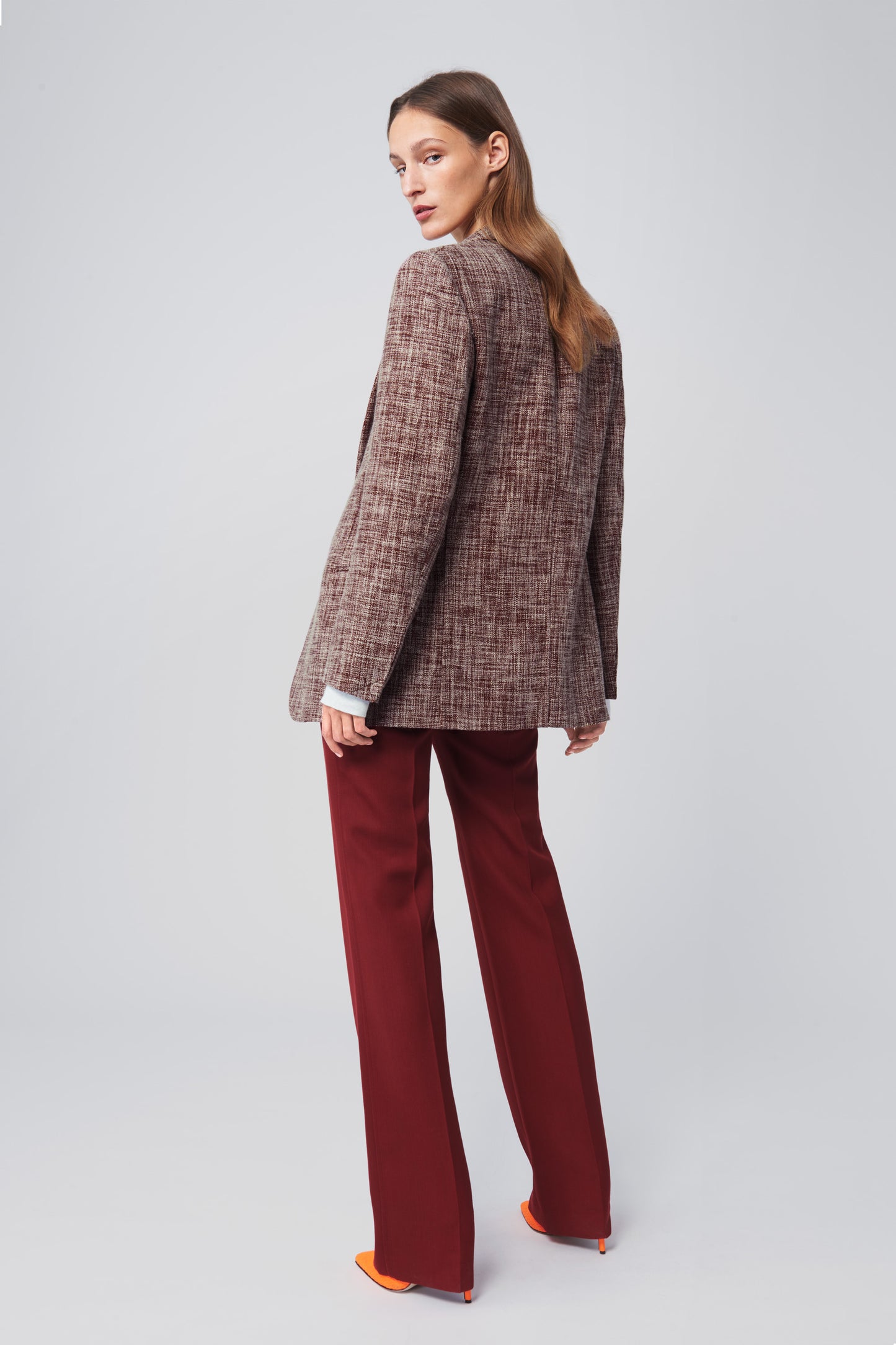 Straight Leg Trousers in Bordeaux Red