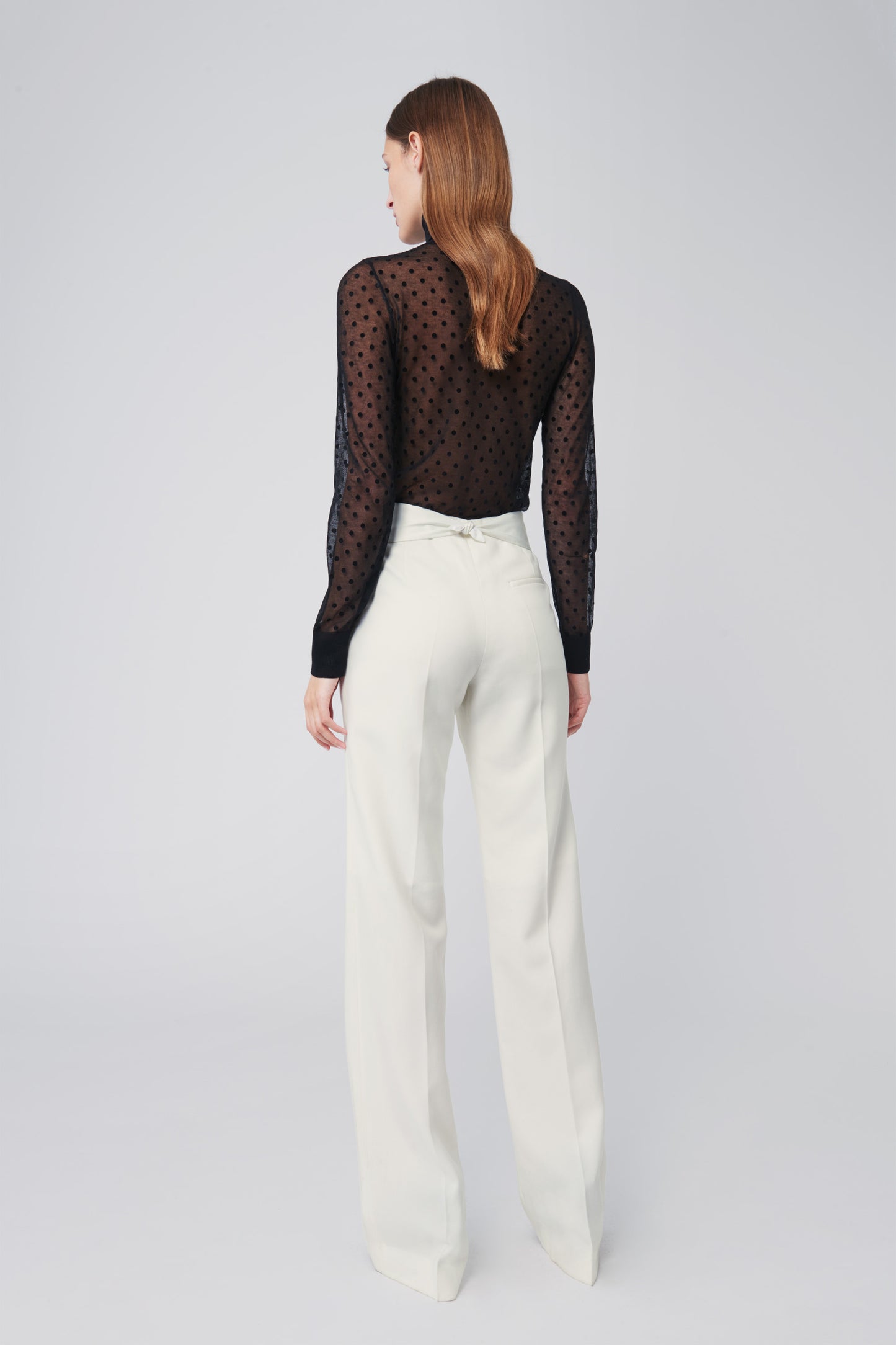 Sheer Polo Neck Top in Black