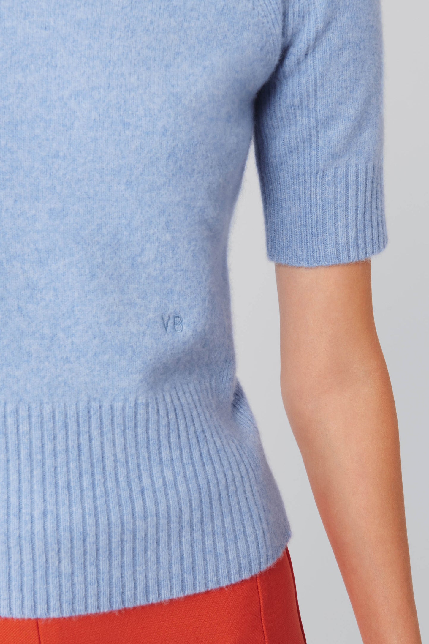 Short Sleeve Raglan Jumper in Blue Melange