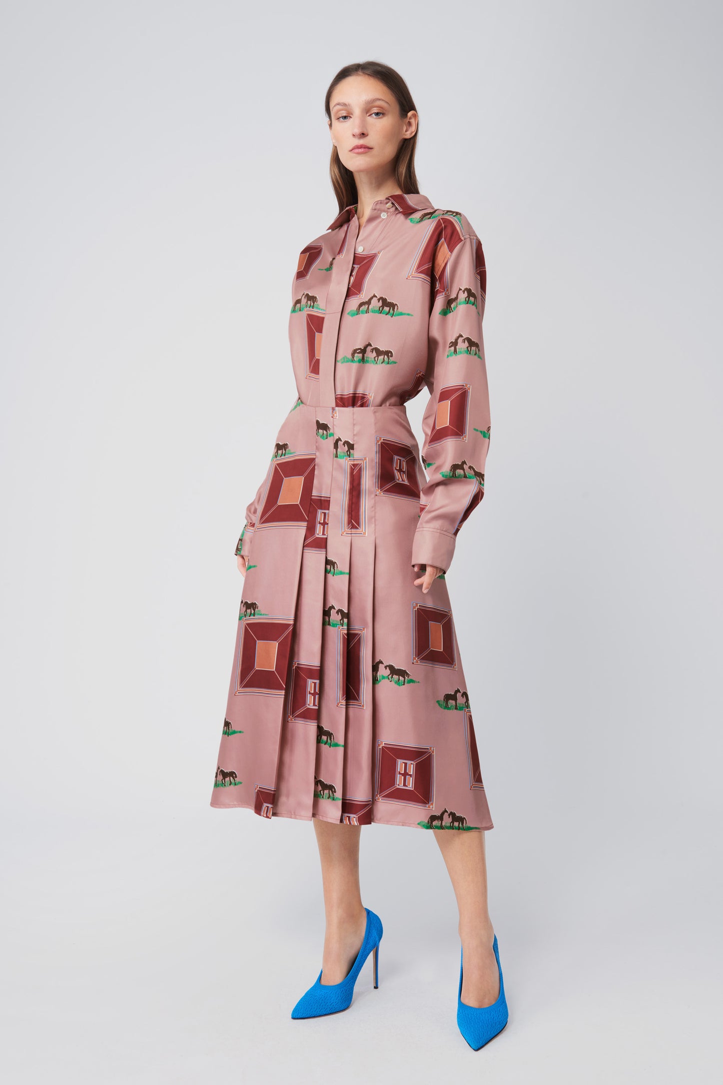 Oversized Blouse in Horse Print