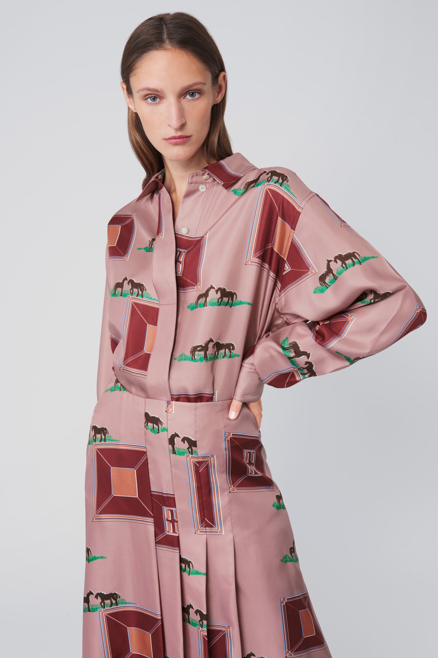 Oversized Blouse in Horse Print
