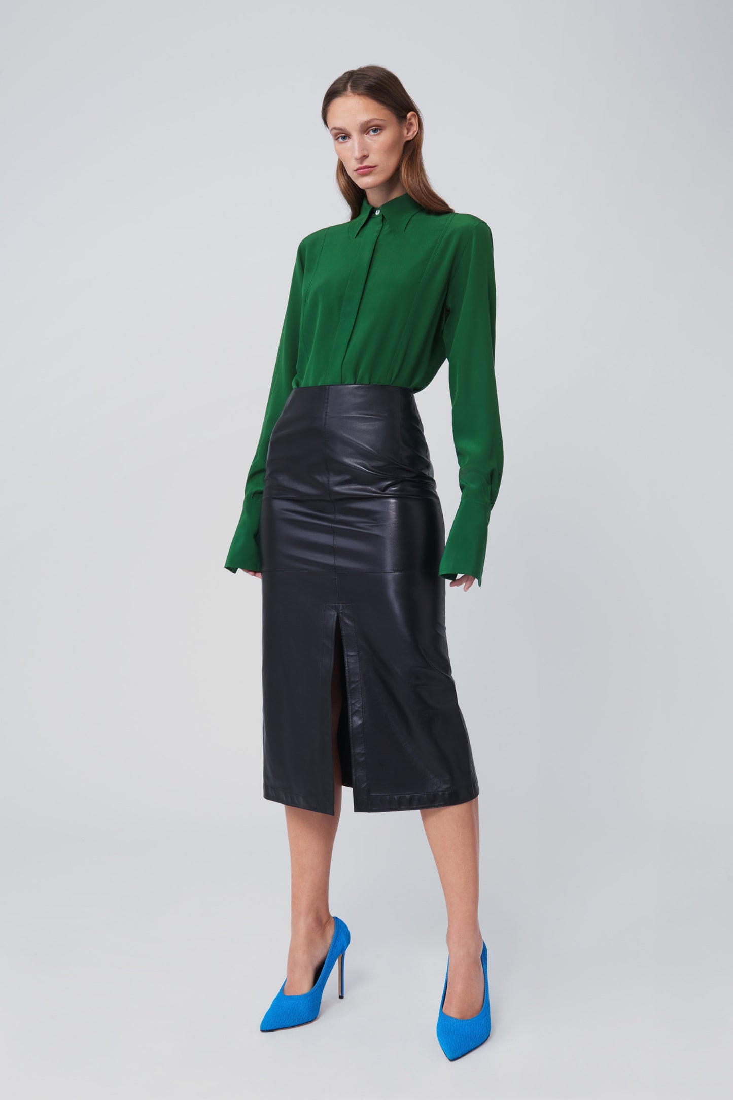 Oversized Collar Shirt in Emerald Green
