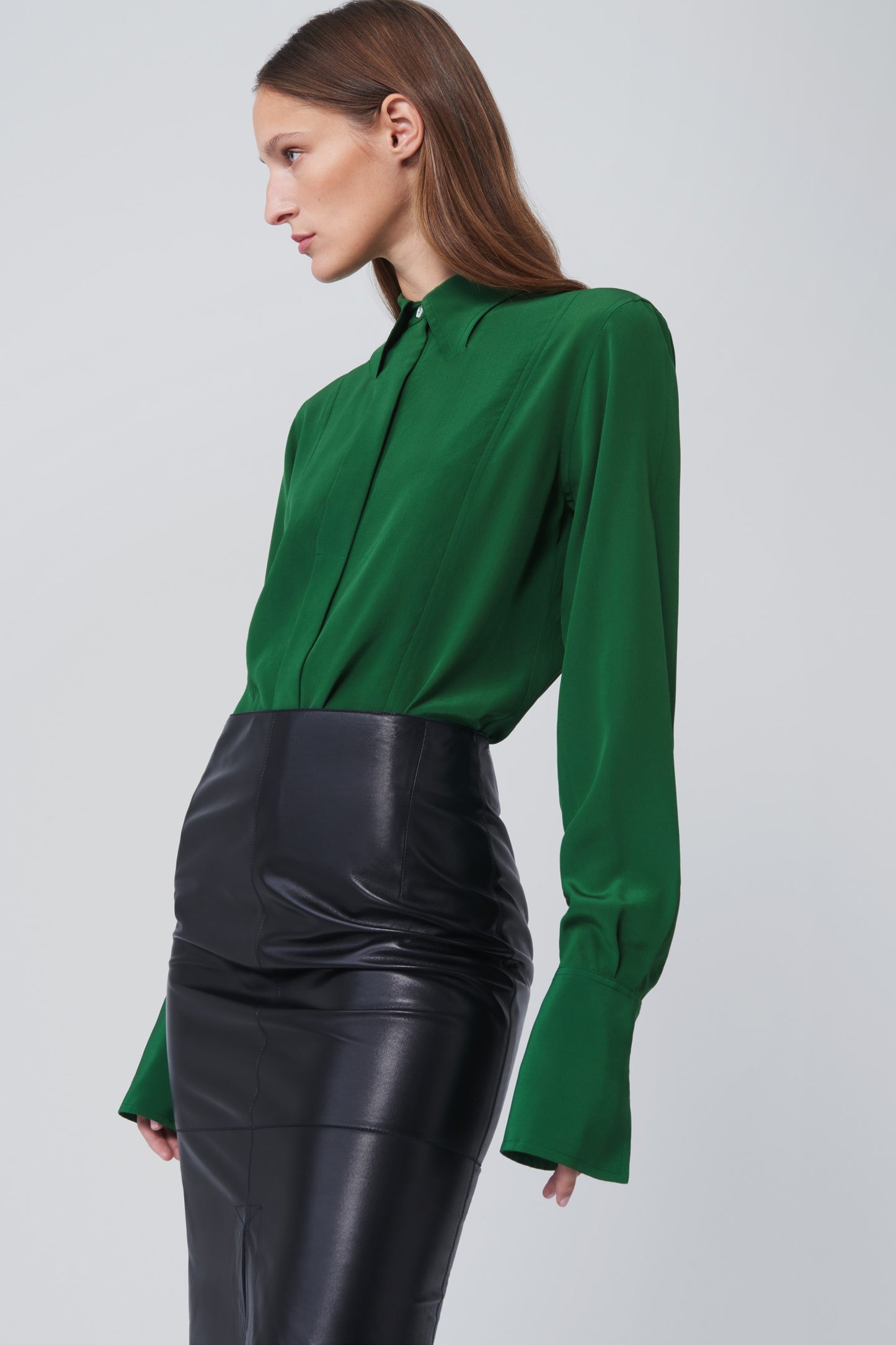 Oversized Collar Shirt in Emerald Green