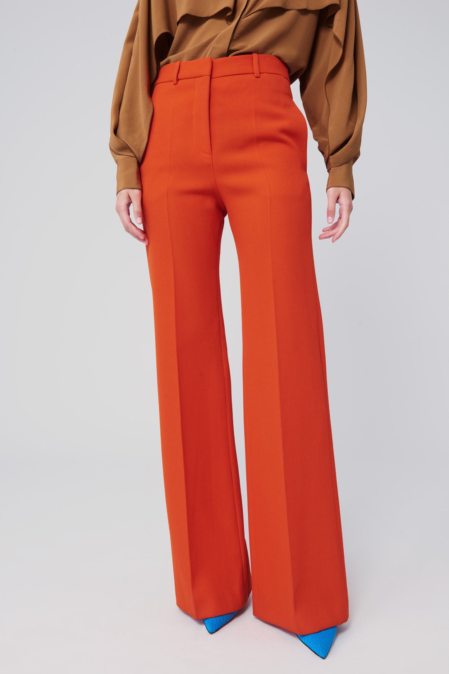 High Waisted Wide Leg Trousers in Orange