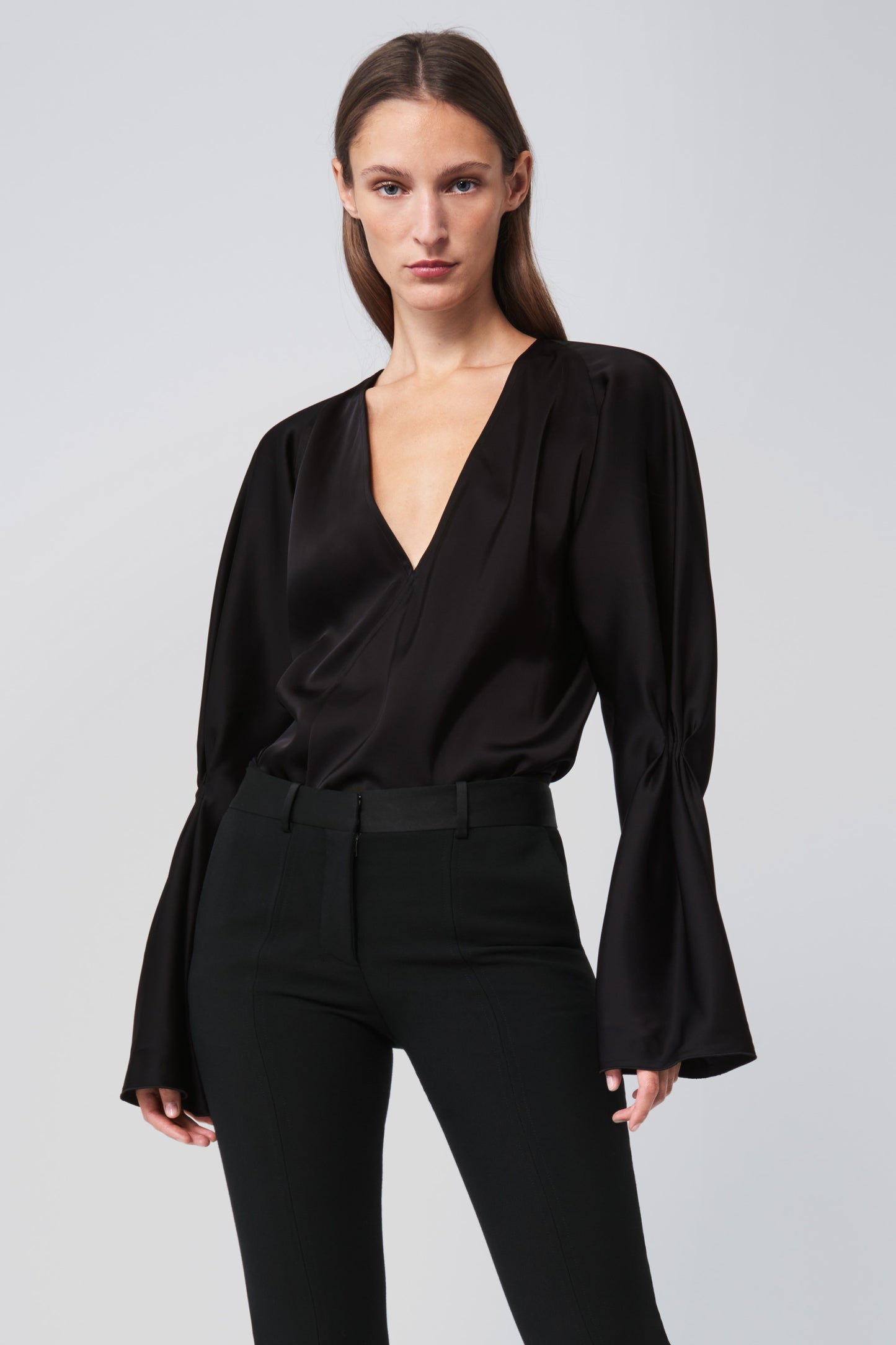 Pleat Sleeve Top in Black