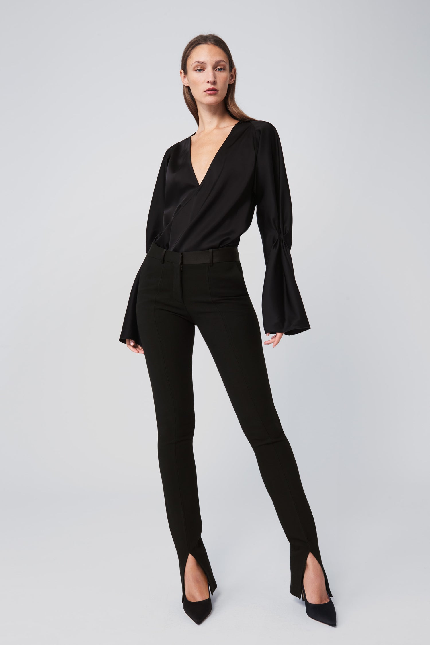Pleat Sleeve Top in Black