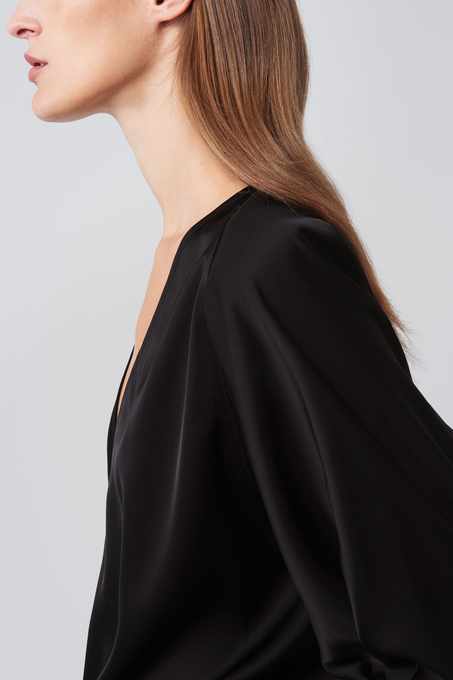 Pleat Sleeve Top in Black
