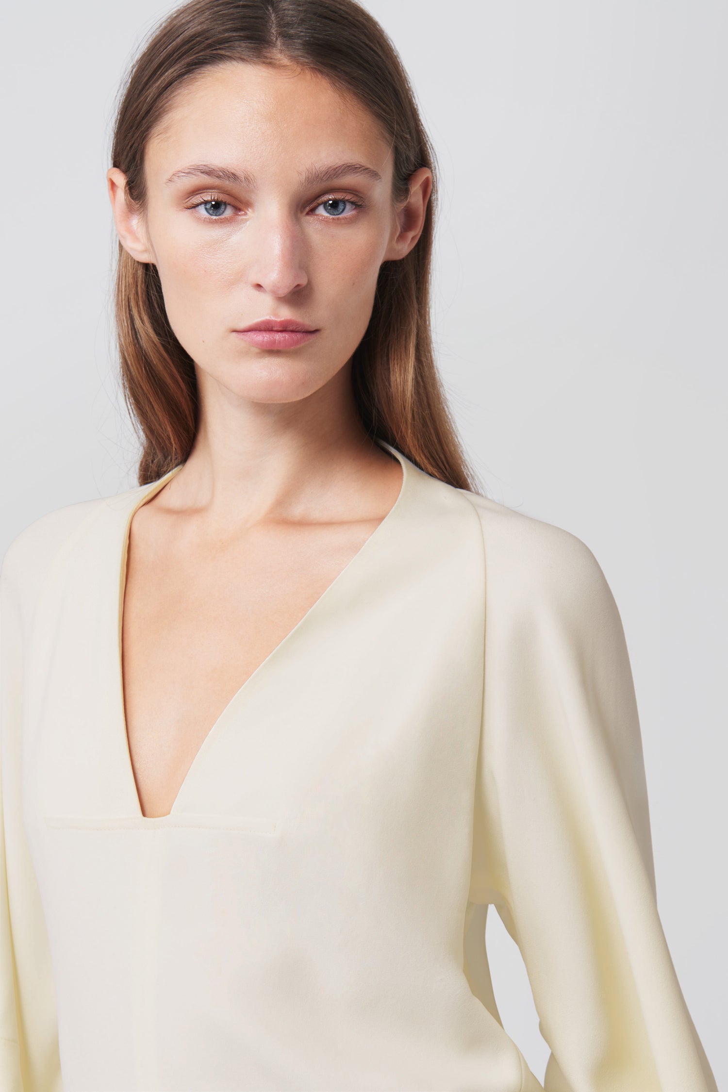 Draped Sleeve Top in Vanilla White