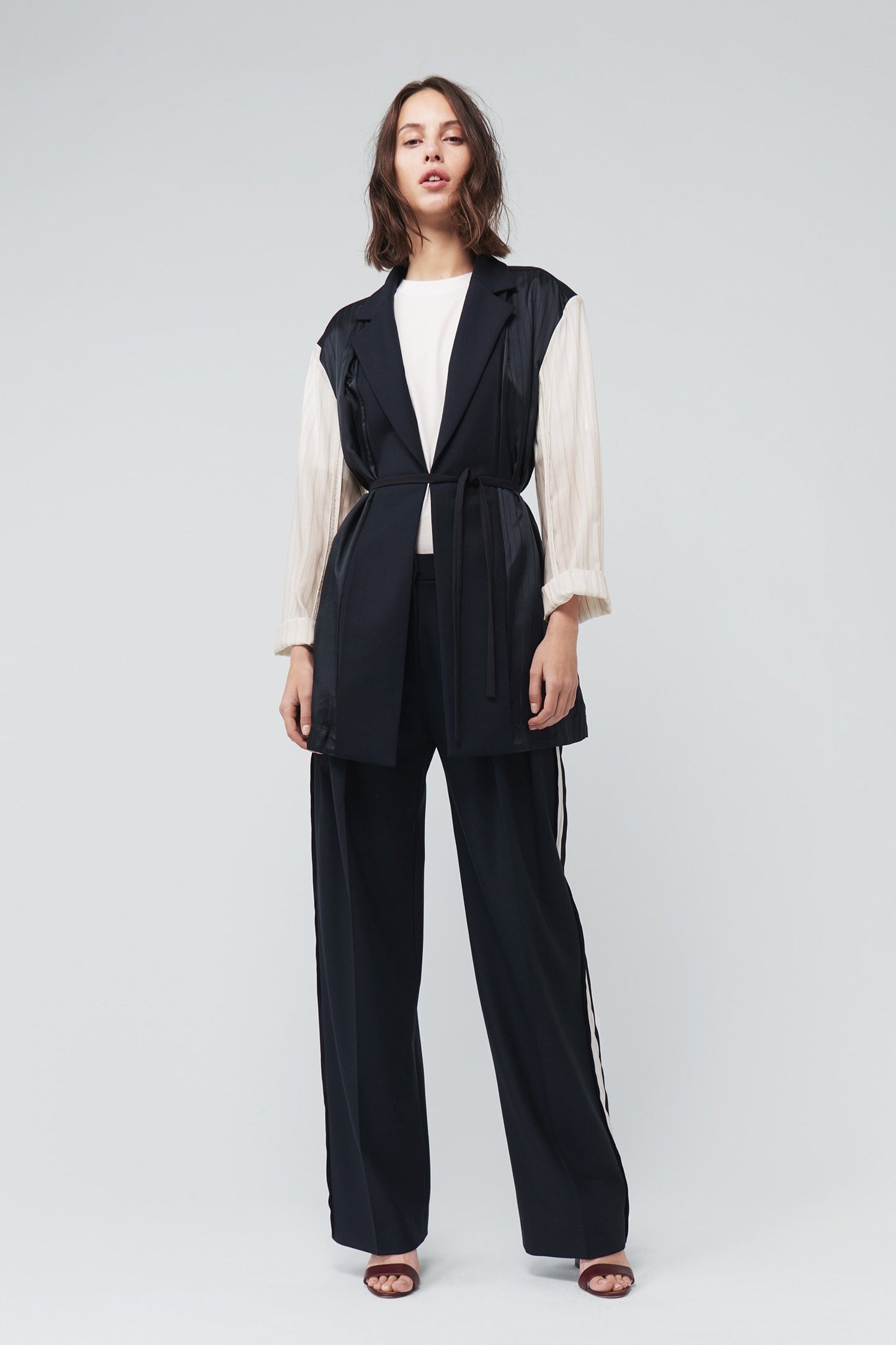 Wide Leg Side Stripe Trousers