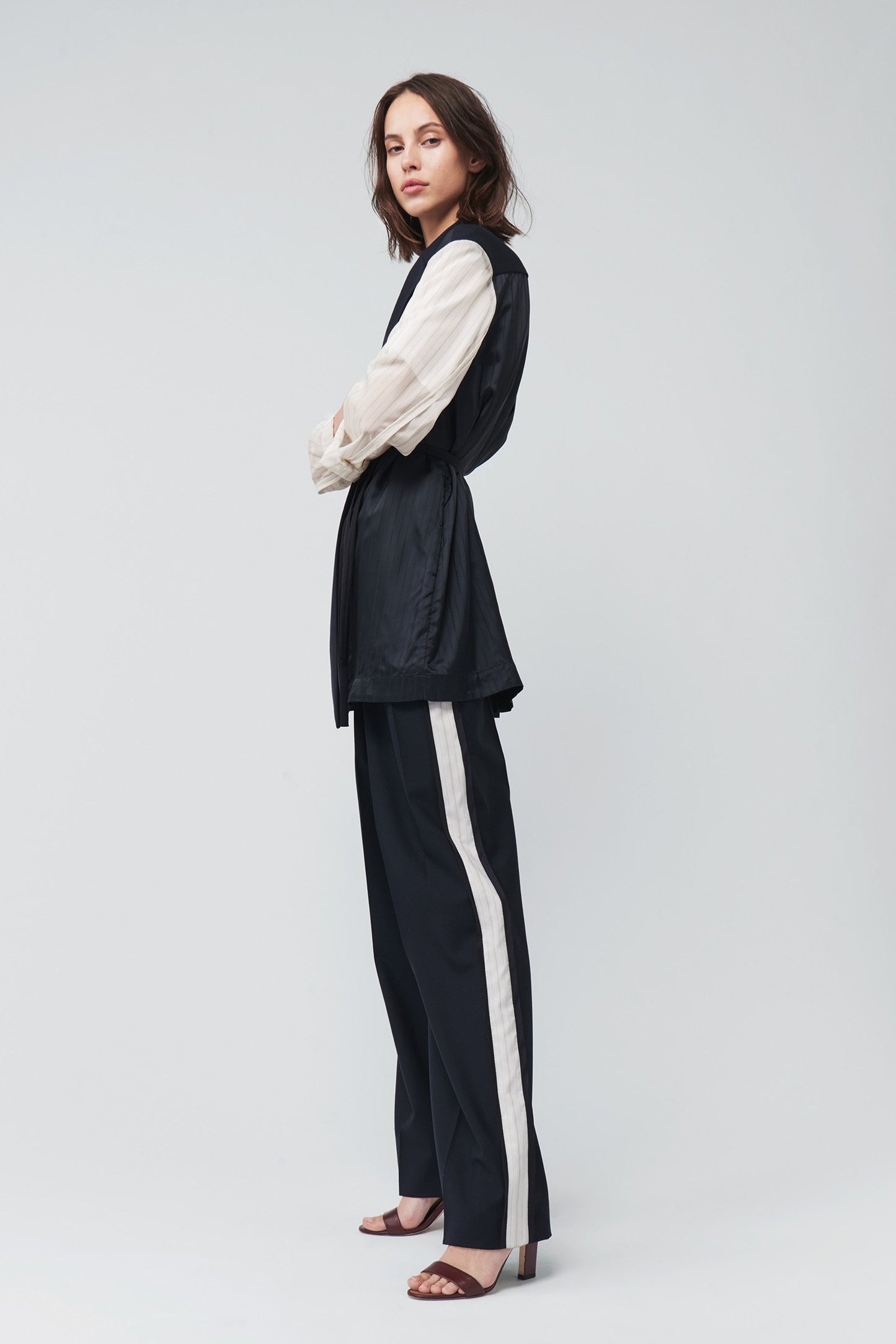 Wide Leg Side Stripe Trousers