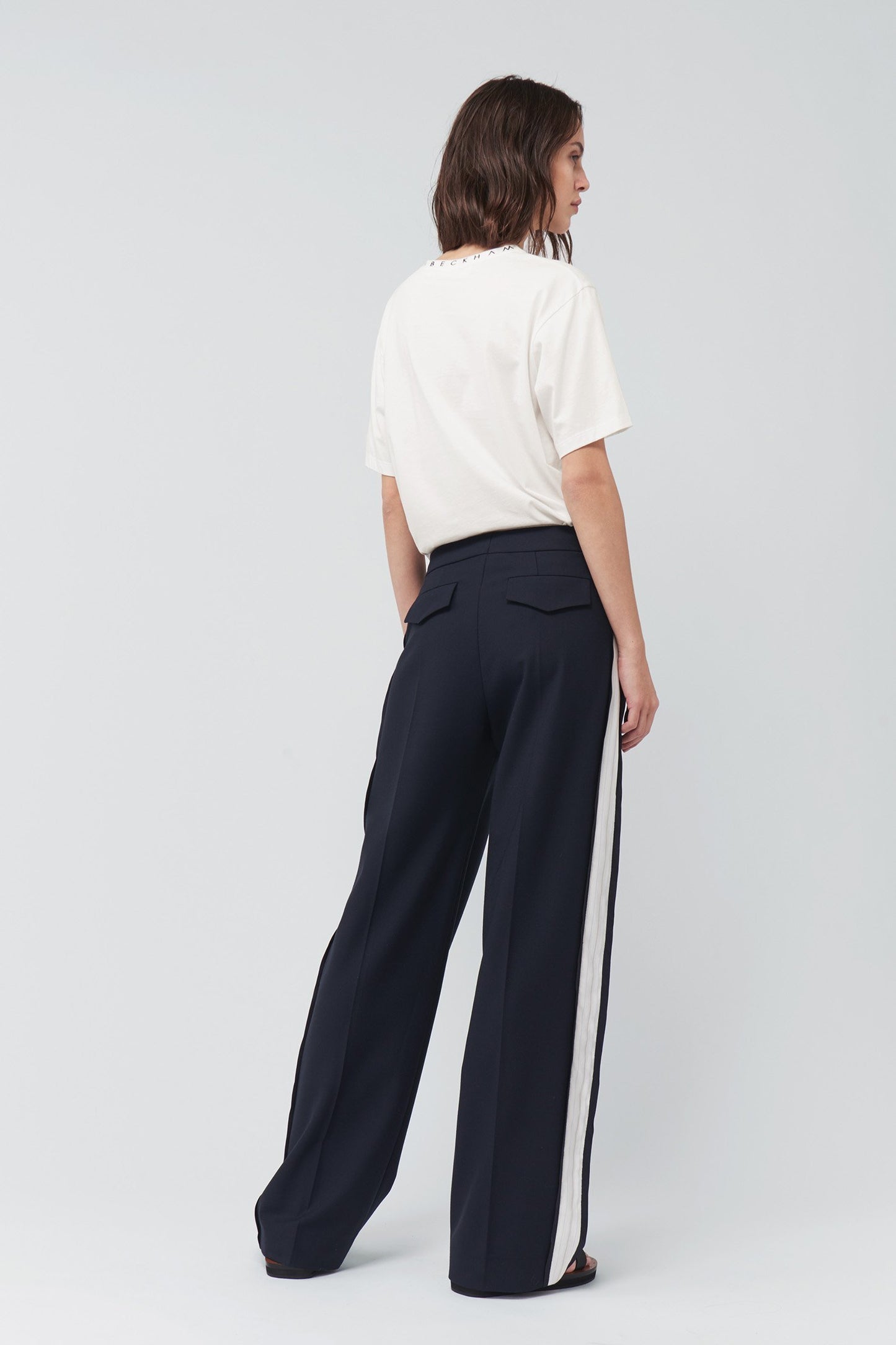 Wide Leg Side Stripe Trousers