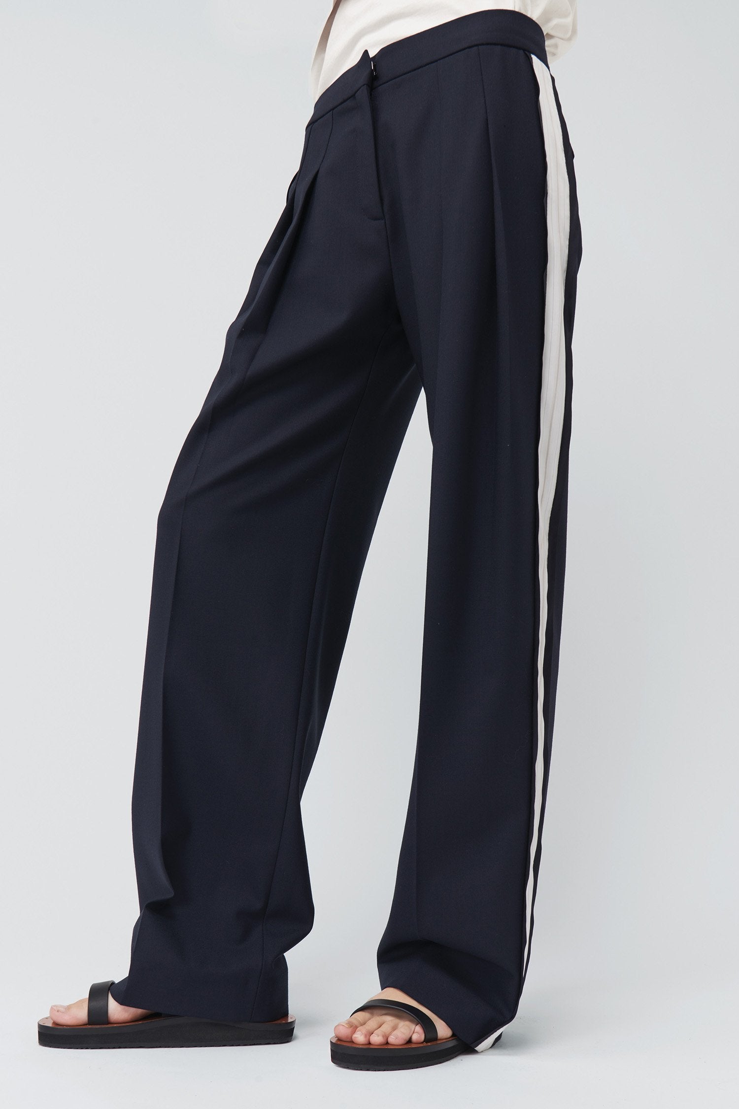 Wide Leg Side Stripe Trousers