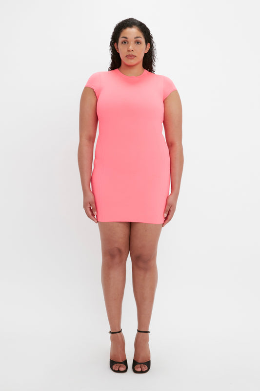 VB Body Compact Cap Sleeve Mini Dress in Pink