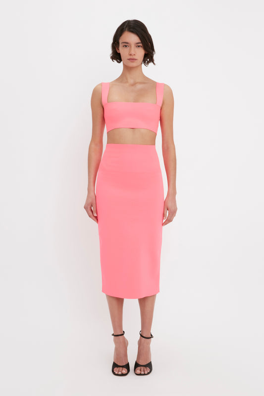VB Body Fitted Midi Skirt in Pink