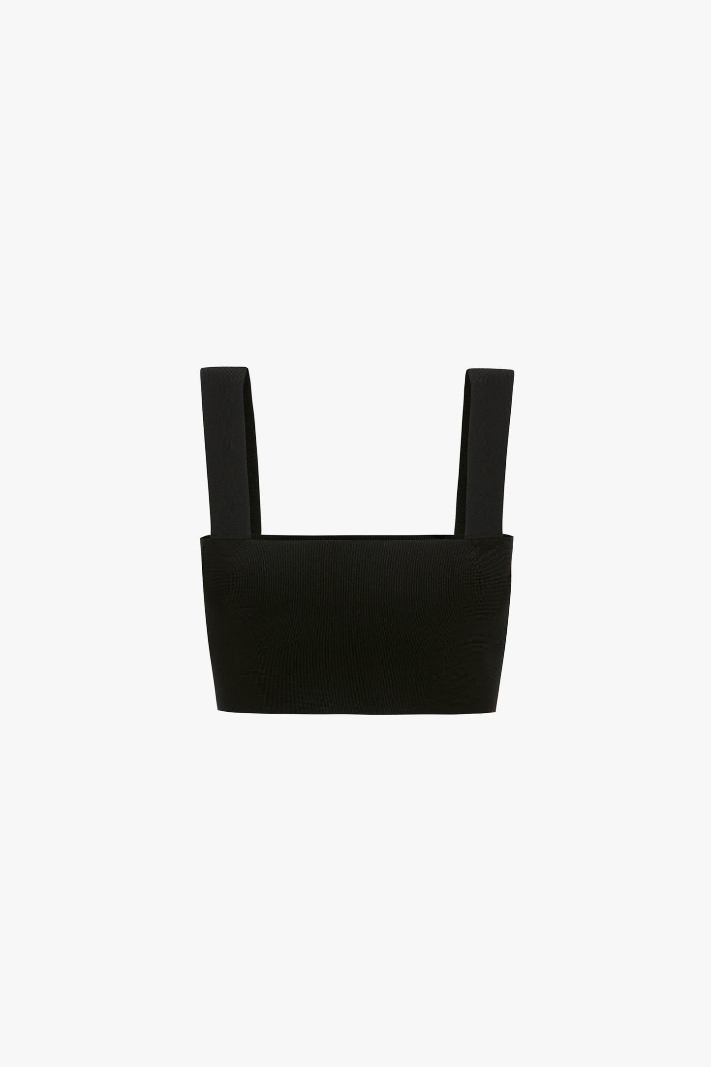 A VB Body Strap Bandeau Top from Victoria Beckham, featuring a black square-neck design with wide straps, set against a white background.