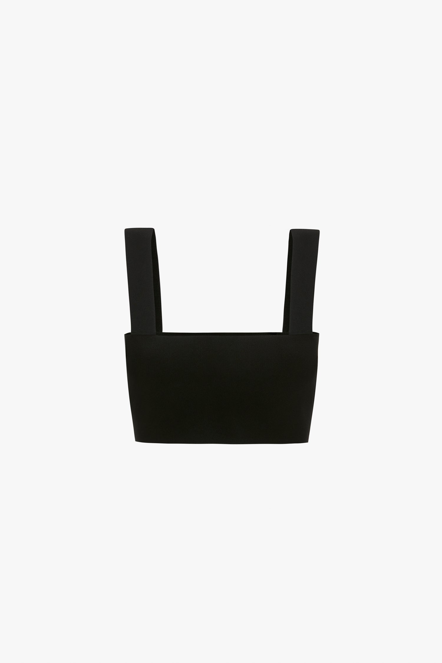A VB Body Strap Bandeau Top from Victoria Beckham, featuring a black square-neck design with wide straps, set against a white background.