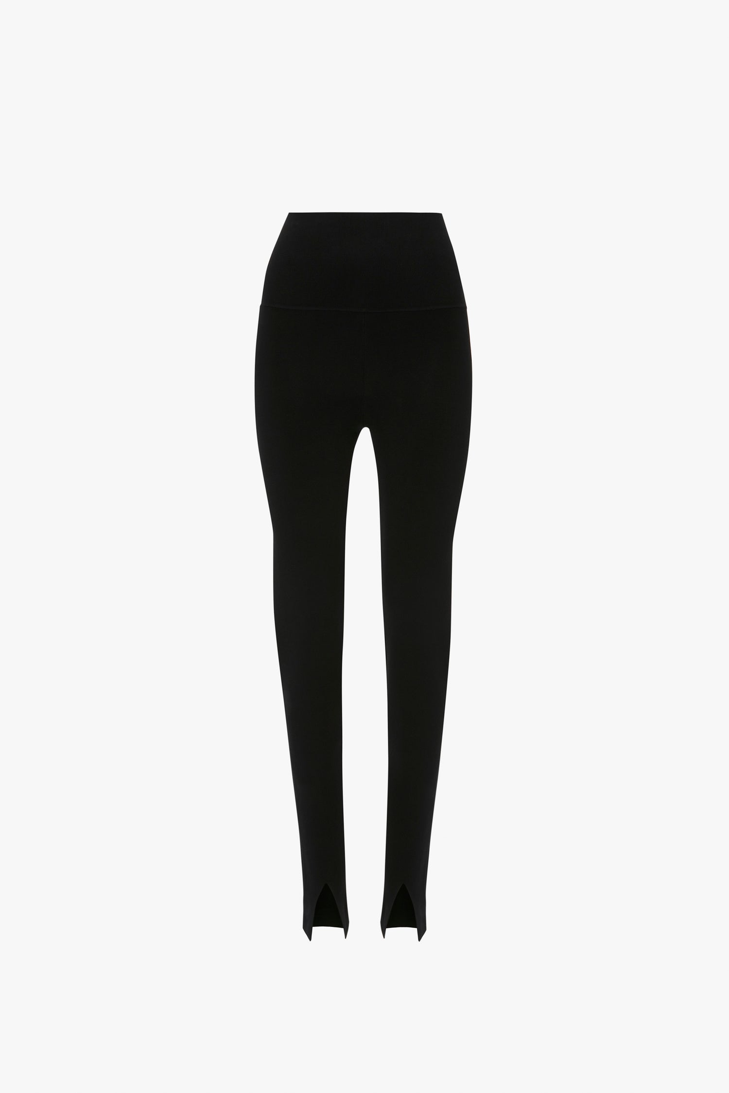 VB Body Split Front Leggings in Black by Victoria Beckham, displayed against a plain white background.