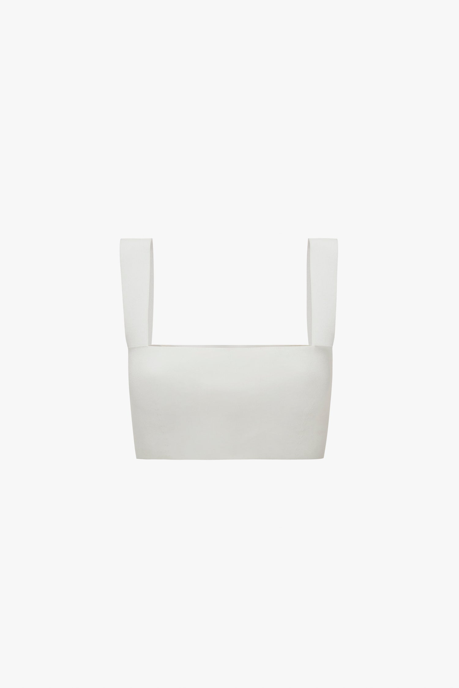 A white VB Body Strap Bandeau Top from Victoria Beckham, featuring wide shoulder straps and a square neckline on a plain white background.