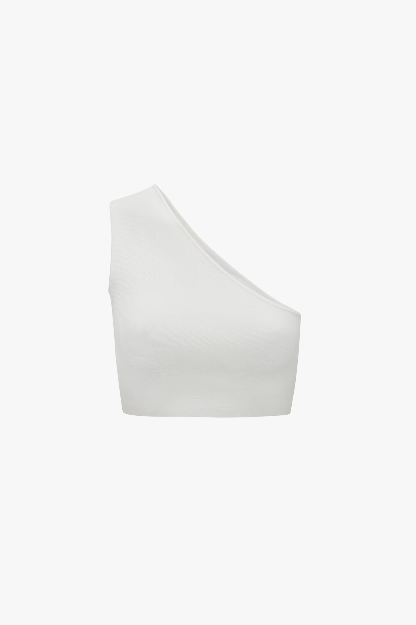 The VB Body One Shoulder Crop Top in White by Victoria Beckham against a plain background.
