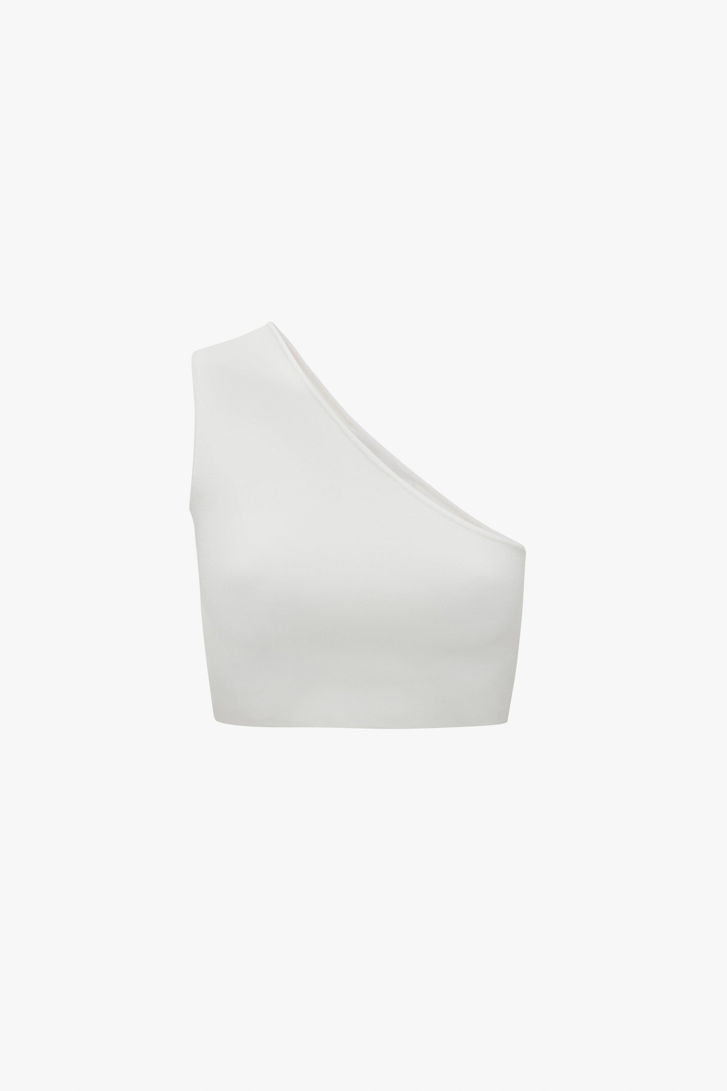 The VB Body One Shoulder Crop Top in White by Victoria Beckham against a plain background.