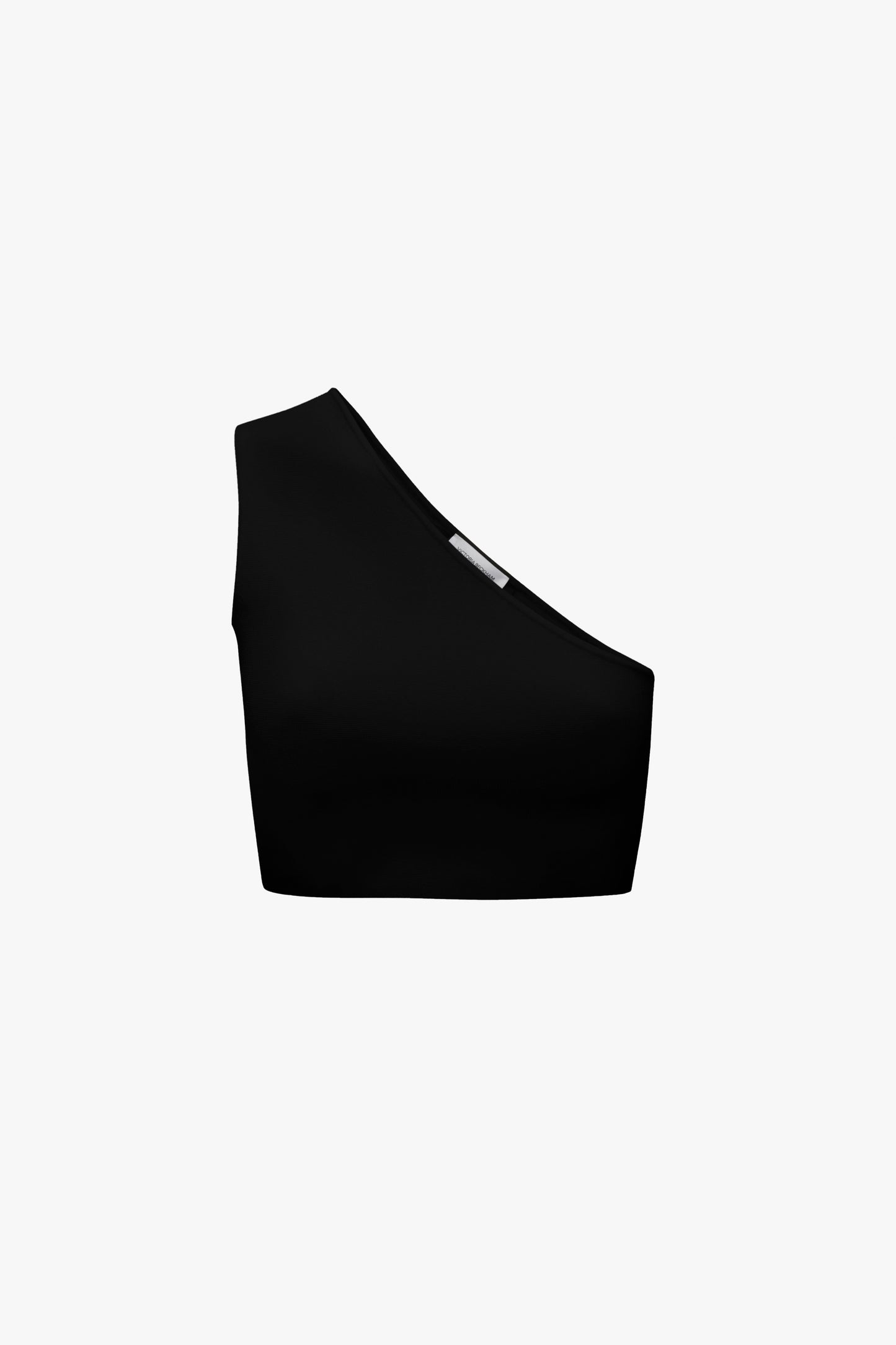 The VB Body One Shoulder Crop Top in Black by Victoria Beckham against a plain white background.
