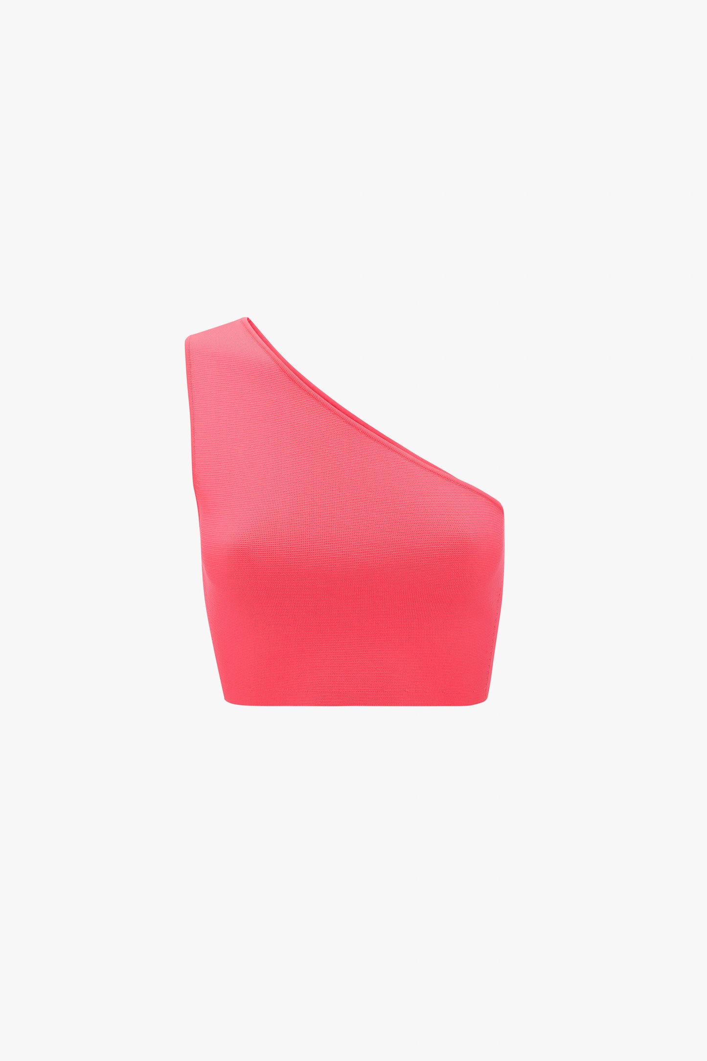 A VB Body One Shoulder Crop Top in Pink by Victoria Beckham against a white background.