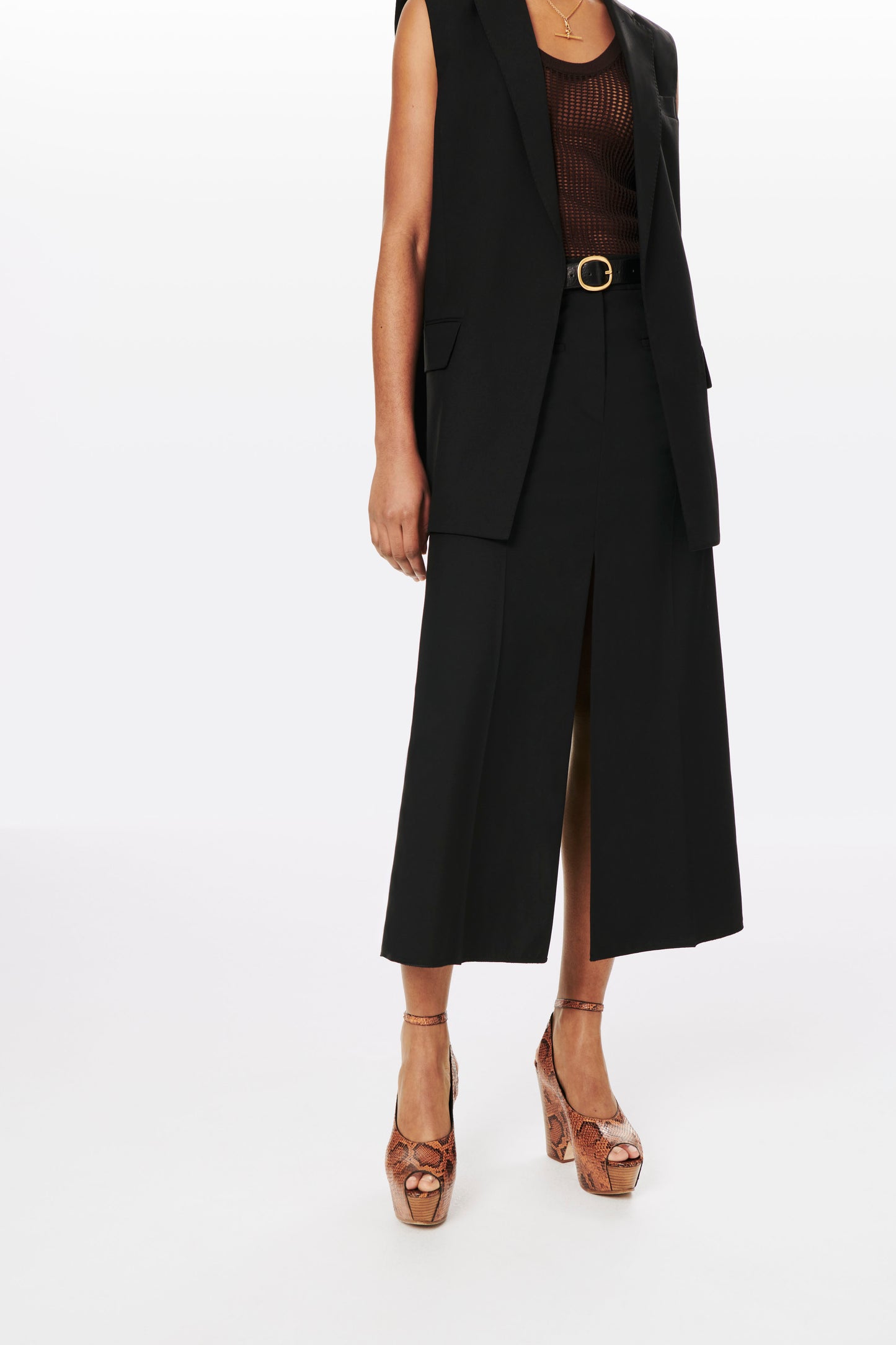 Tailored Midi Skirt in Black