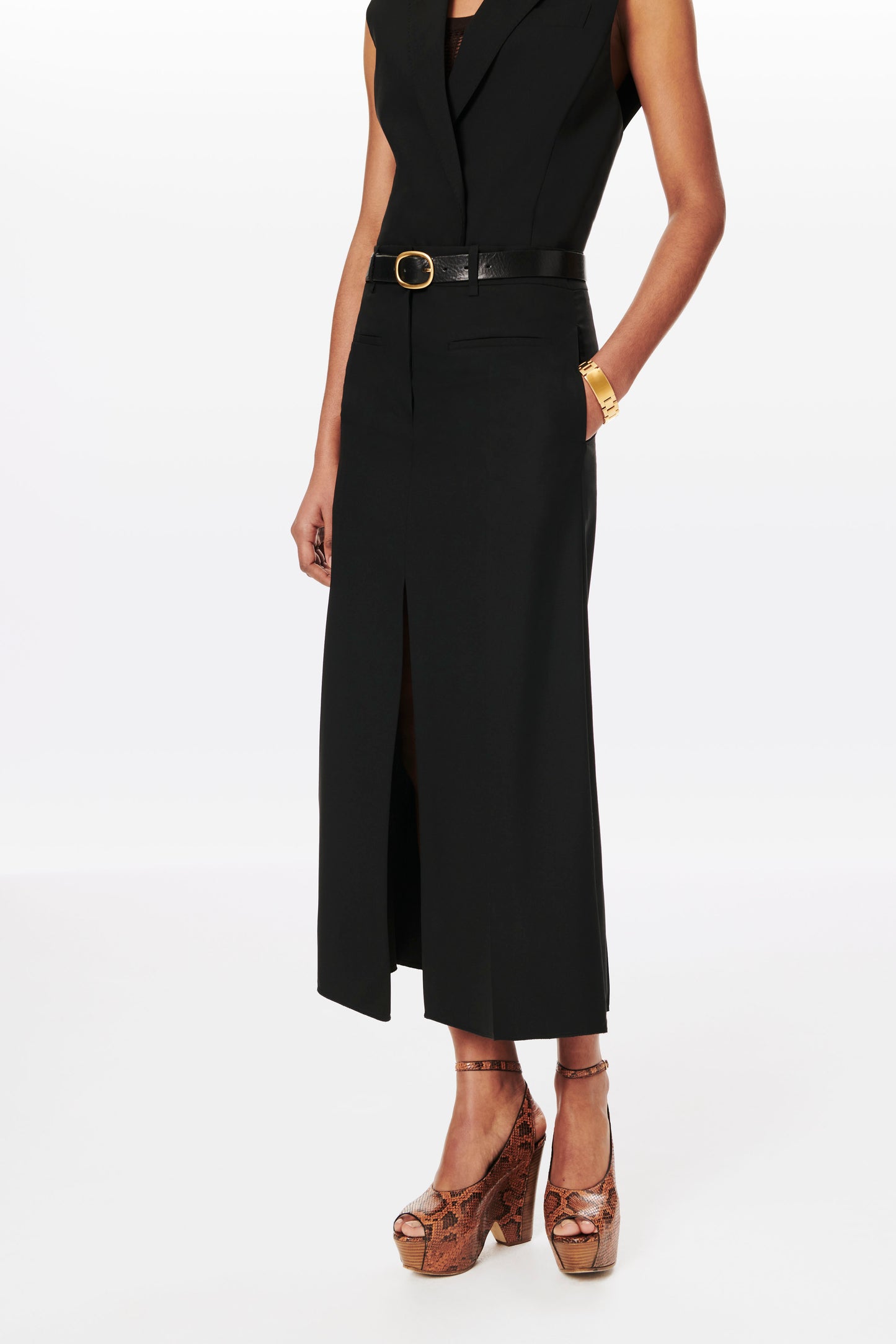 Tailored Midi Skirt in Black
