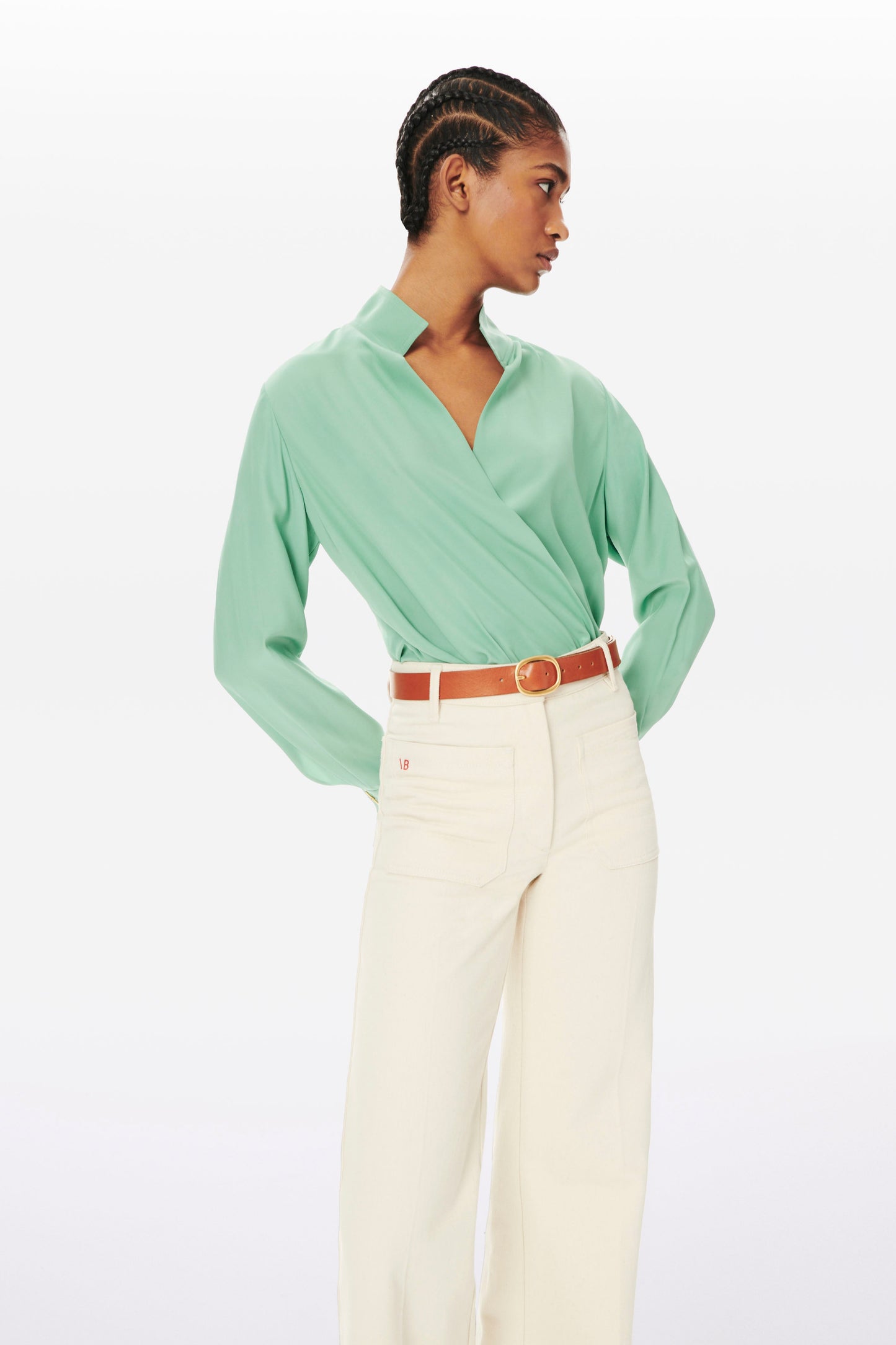 Drape Front Blouse in Spearmint