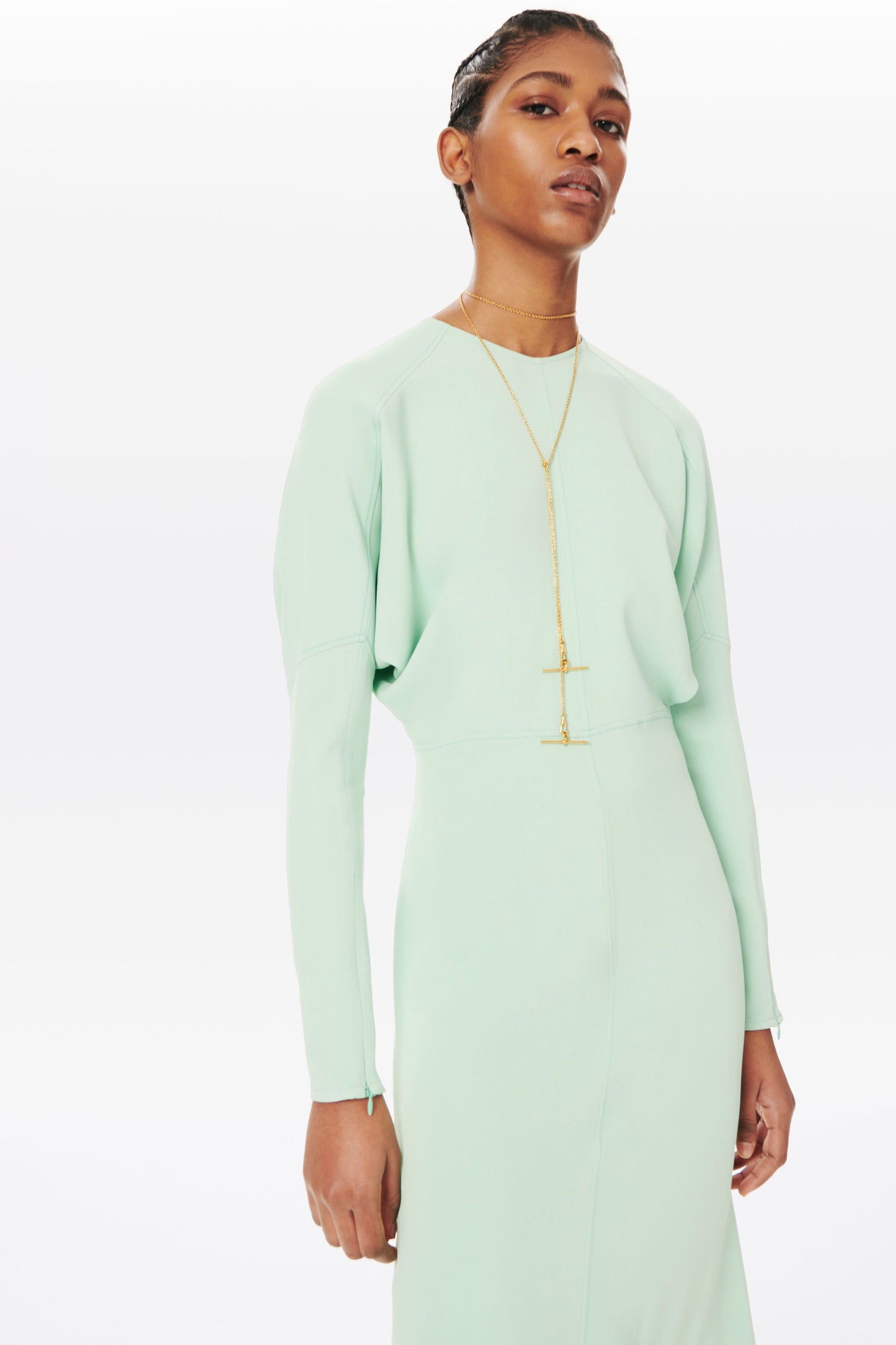 Dolman Sleeve Midi Dress in Peppermint