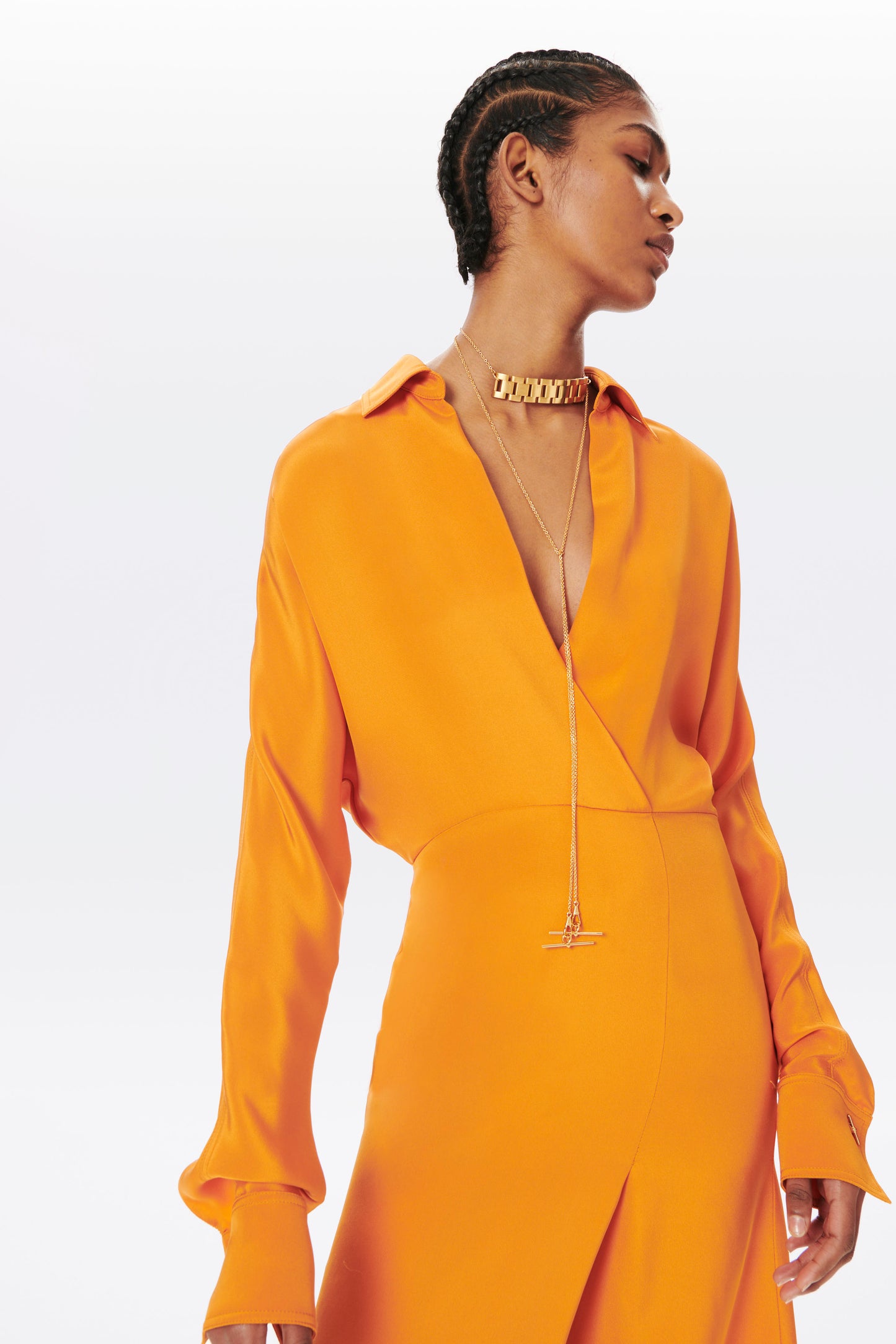 Wrap Front Midi Dress in Burnt Orange