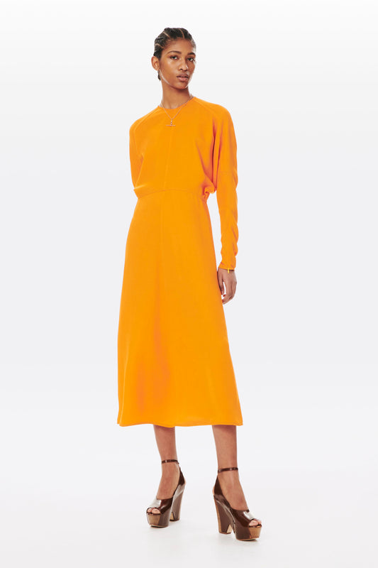 Dolman Sleeve Midi Dress in Burnt Orange