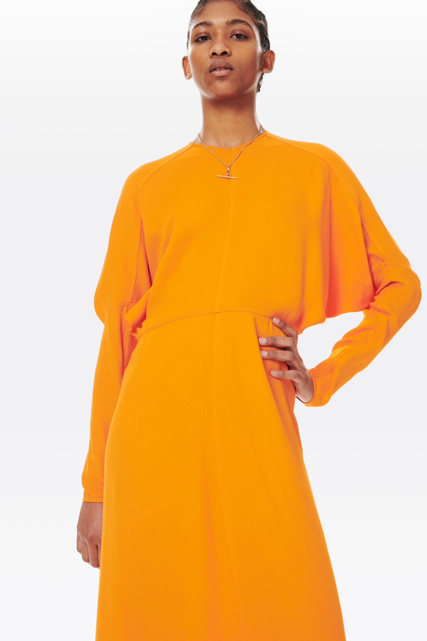 Dolman Sleeve Midi Dress in Burnt Orange