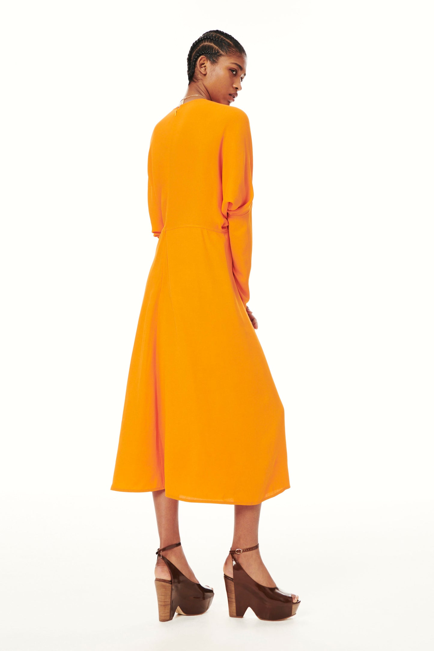 Dolman Sleeve Midi Dress in Burnt Orange